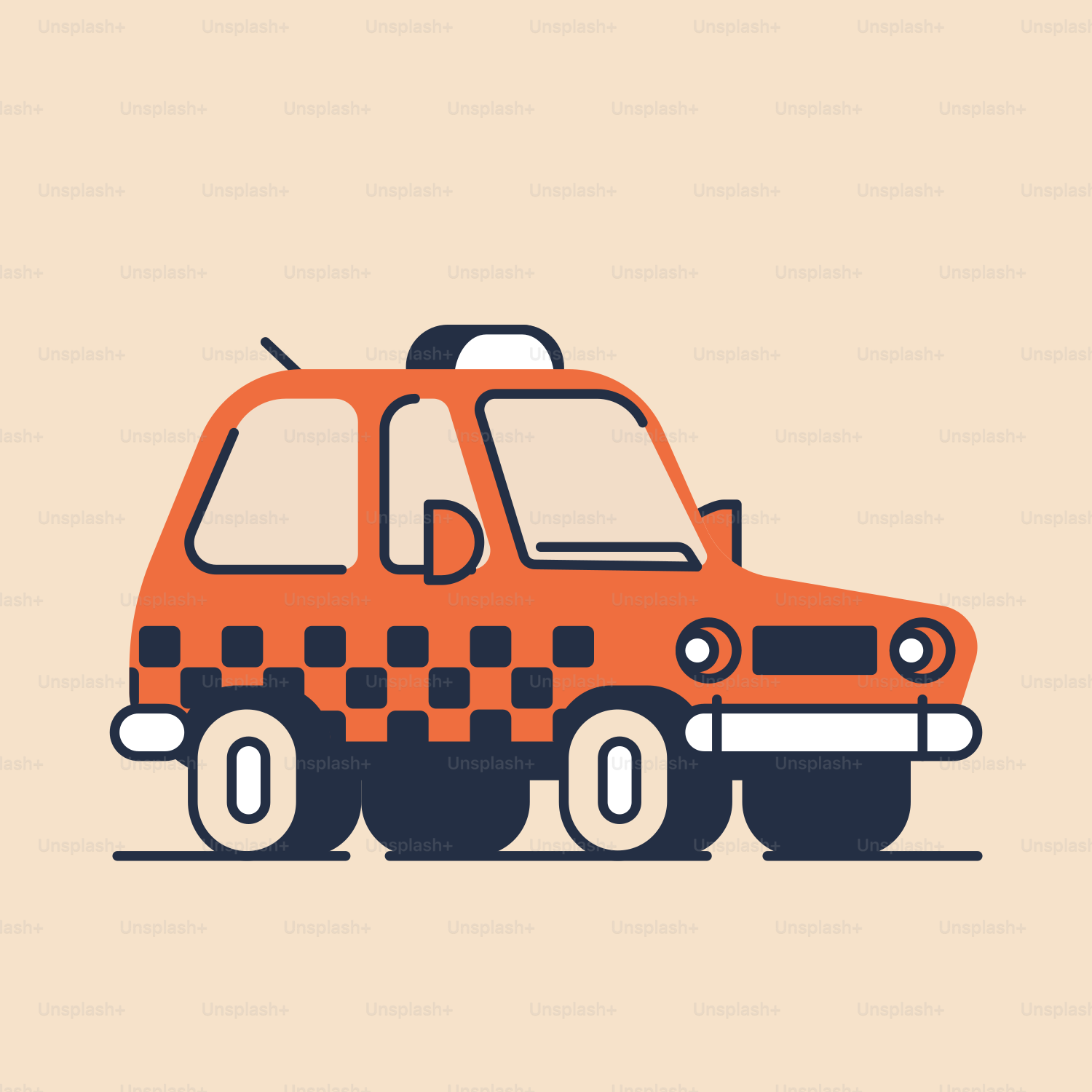 an orange car with a checkered design on it
