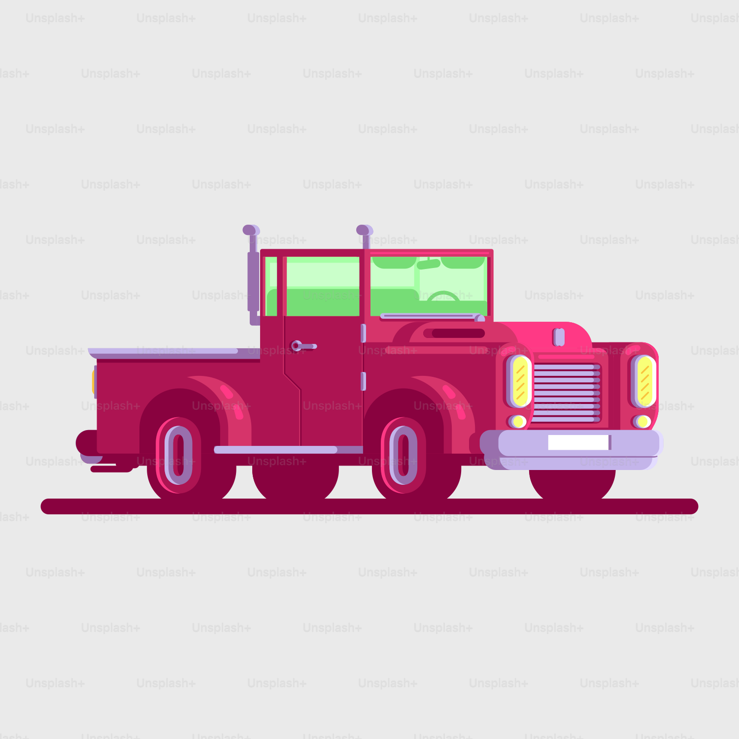 a red truck with a green top on a white background