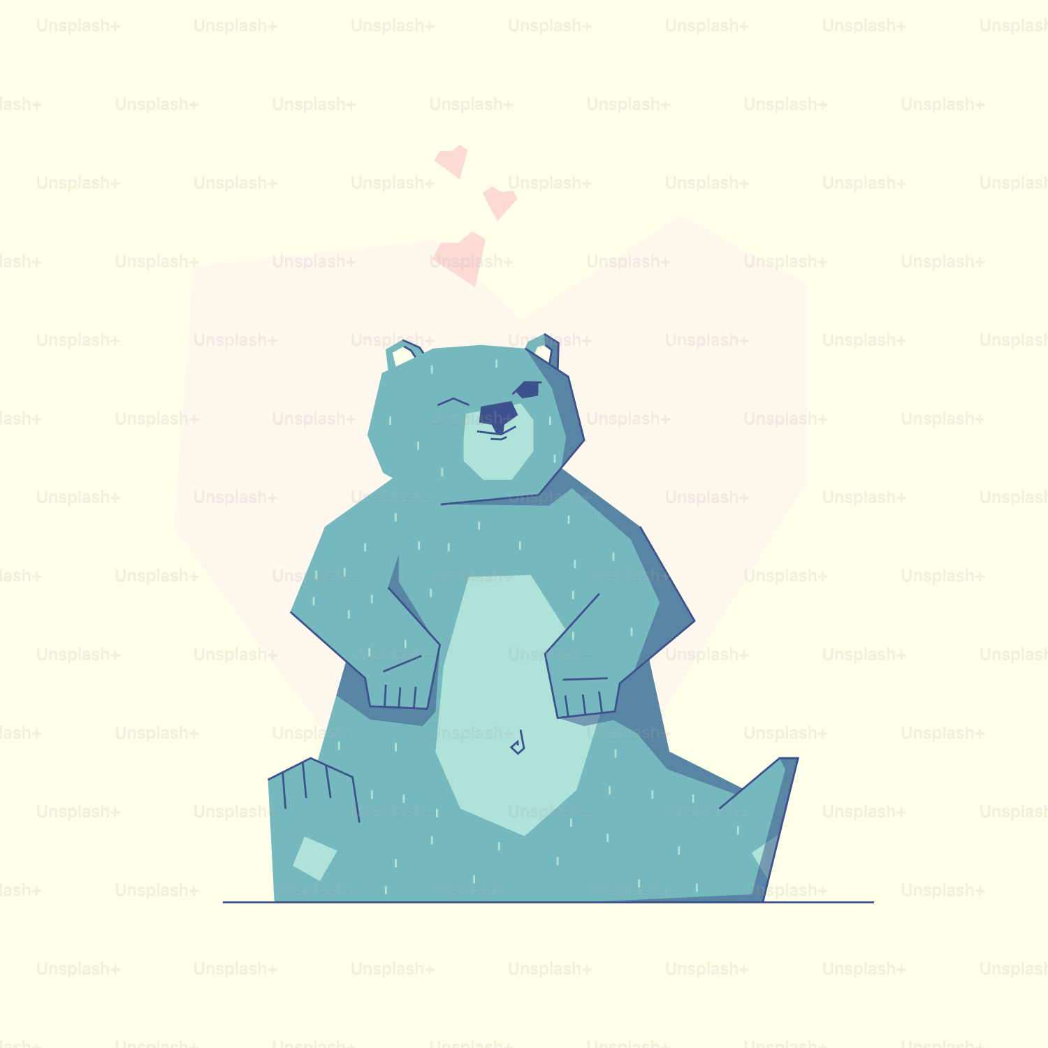 大きな青いクマが大きな青いクマの上に座っている