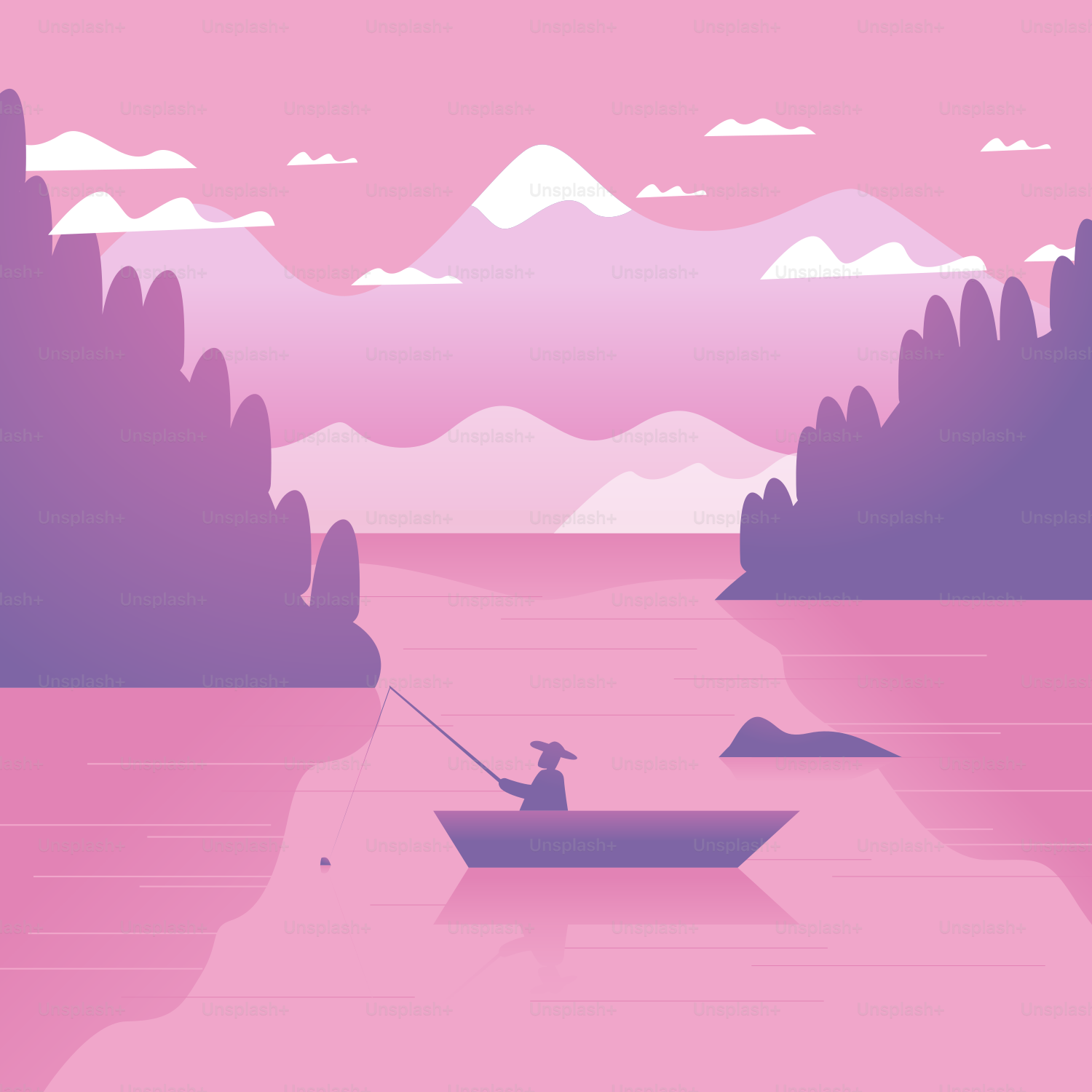 Ein Mann, der auf einem Boot im Wasser angelt