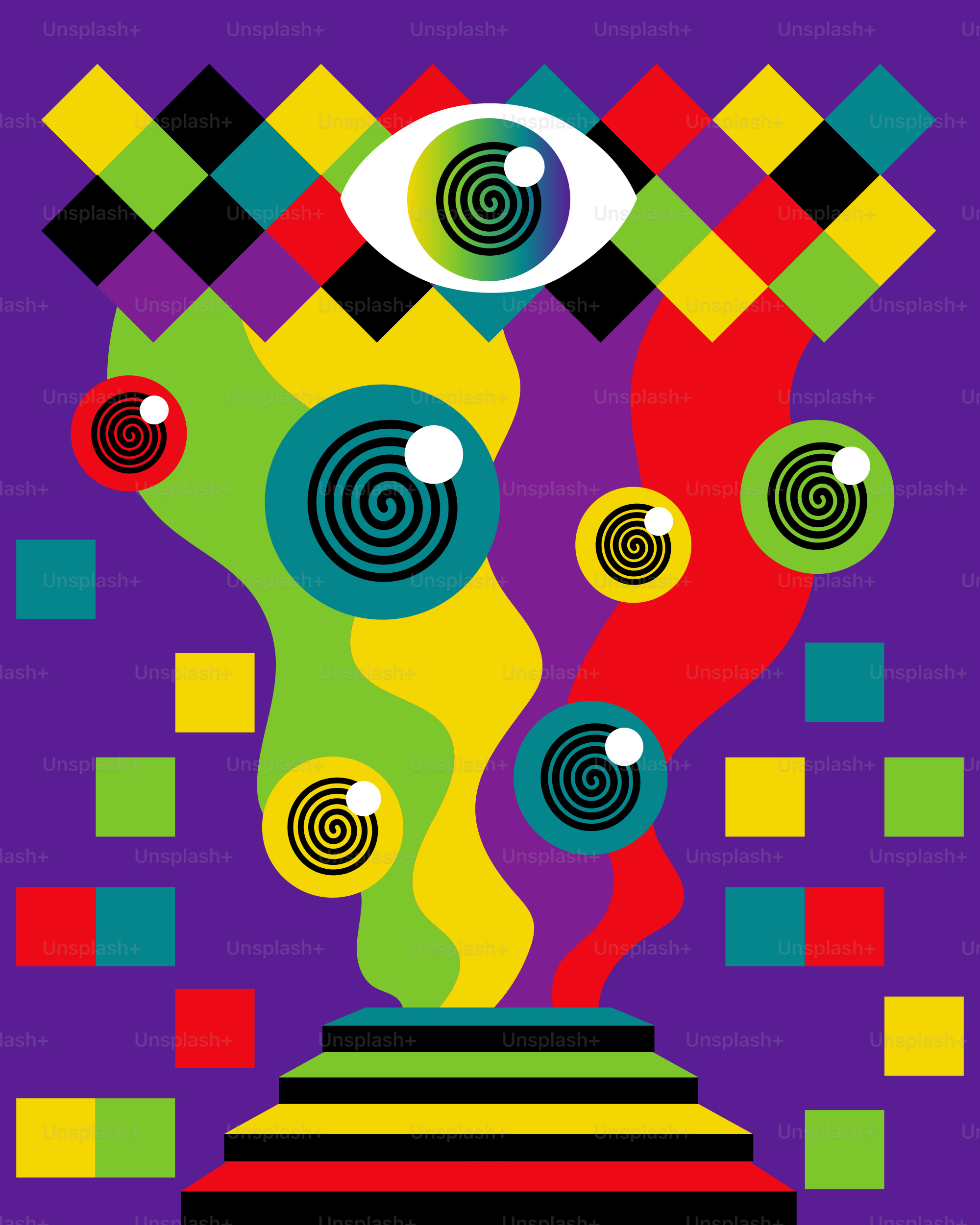 um pôster colorido com um olho nele