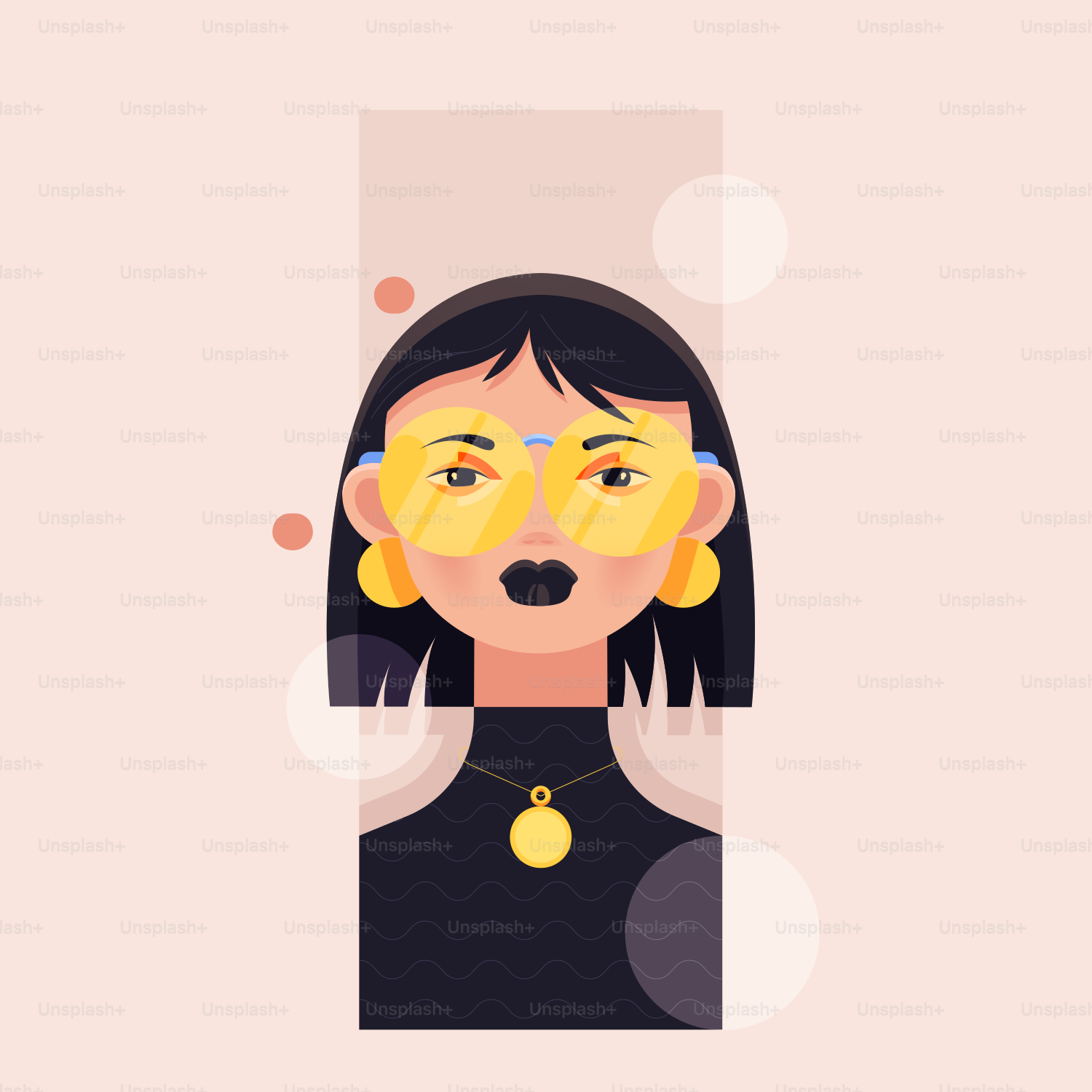 a woman with yellow glasses on her face