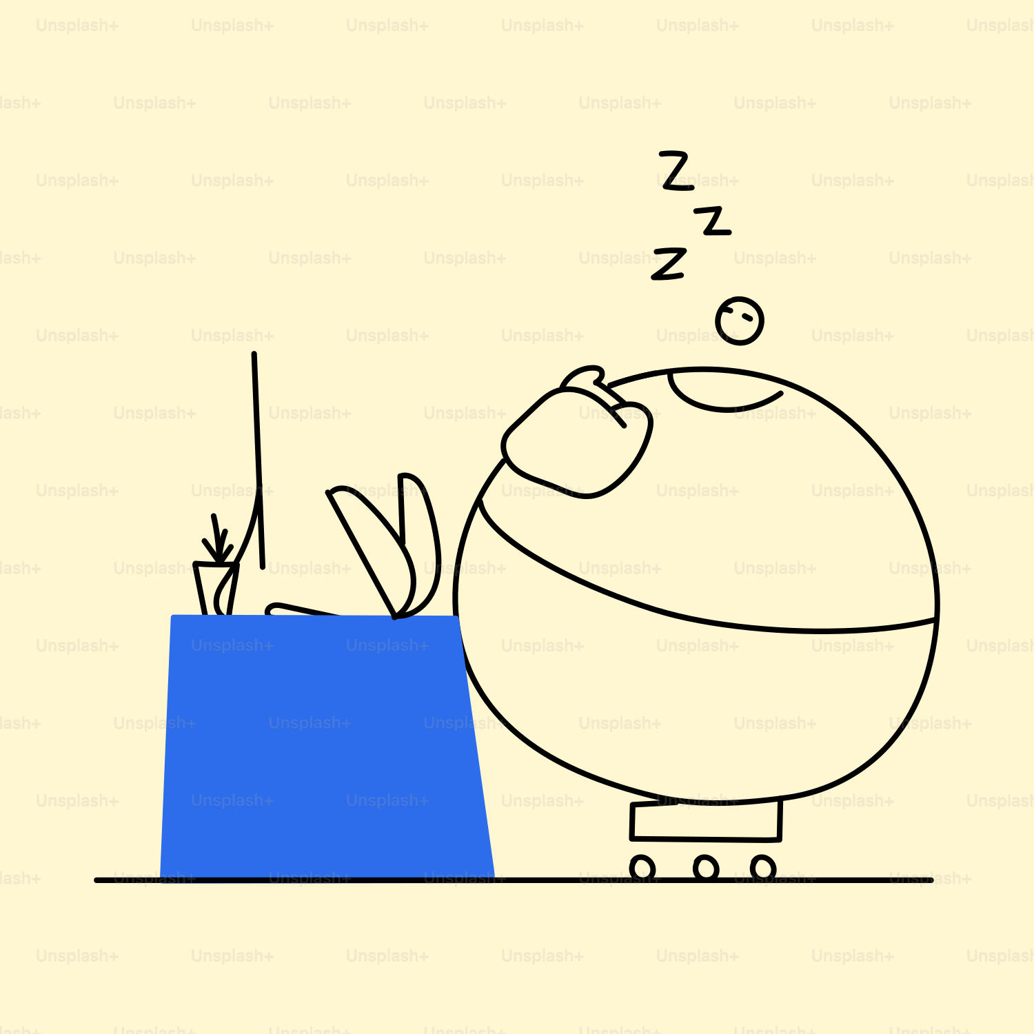 a drawing of a person sleeping on top of a ball