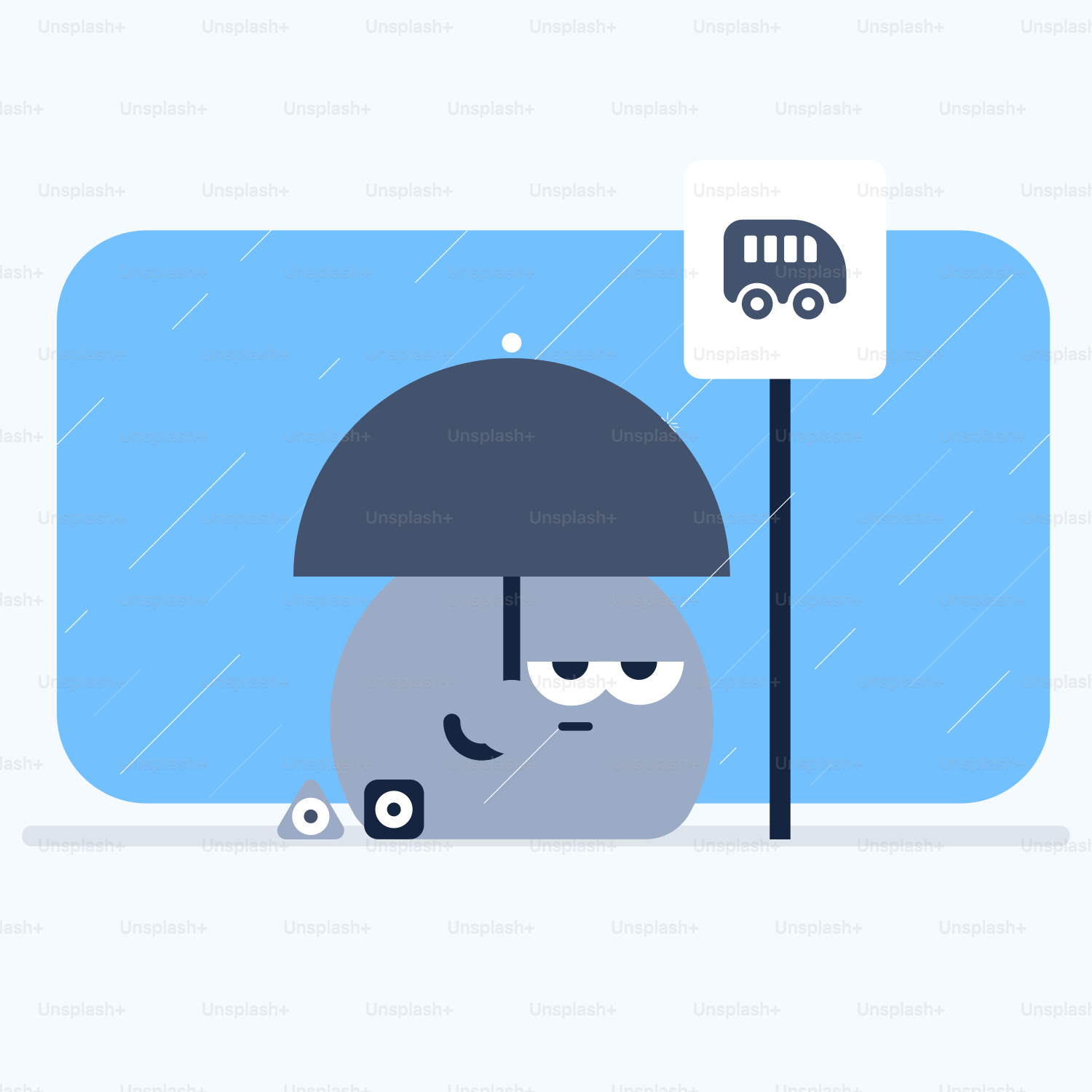 a cartoon character holding an umbrella in the rain