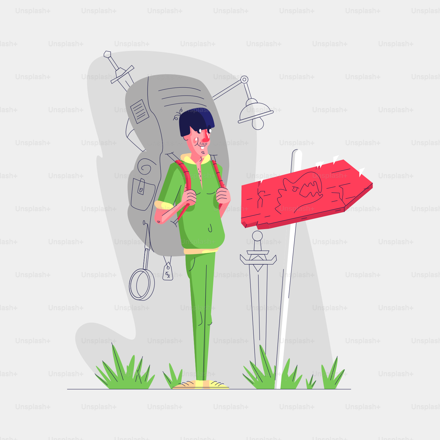 a man standing in front of a red sign