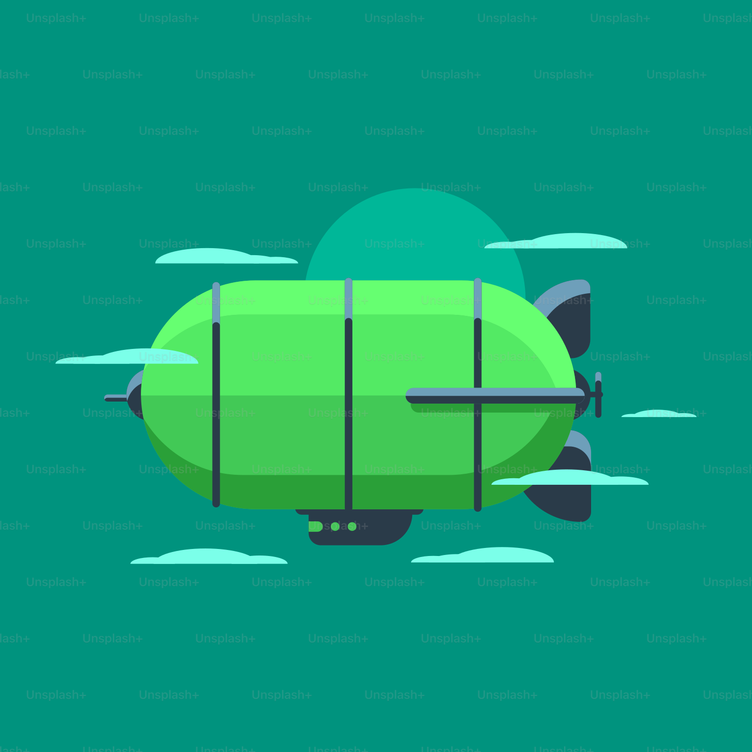 a large green object floating on top of a body of water