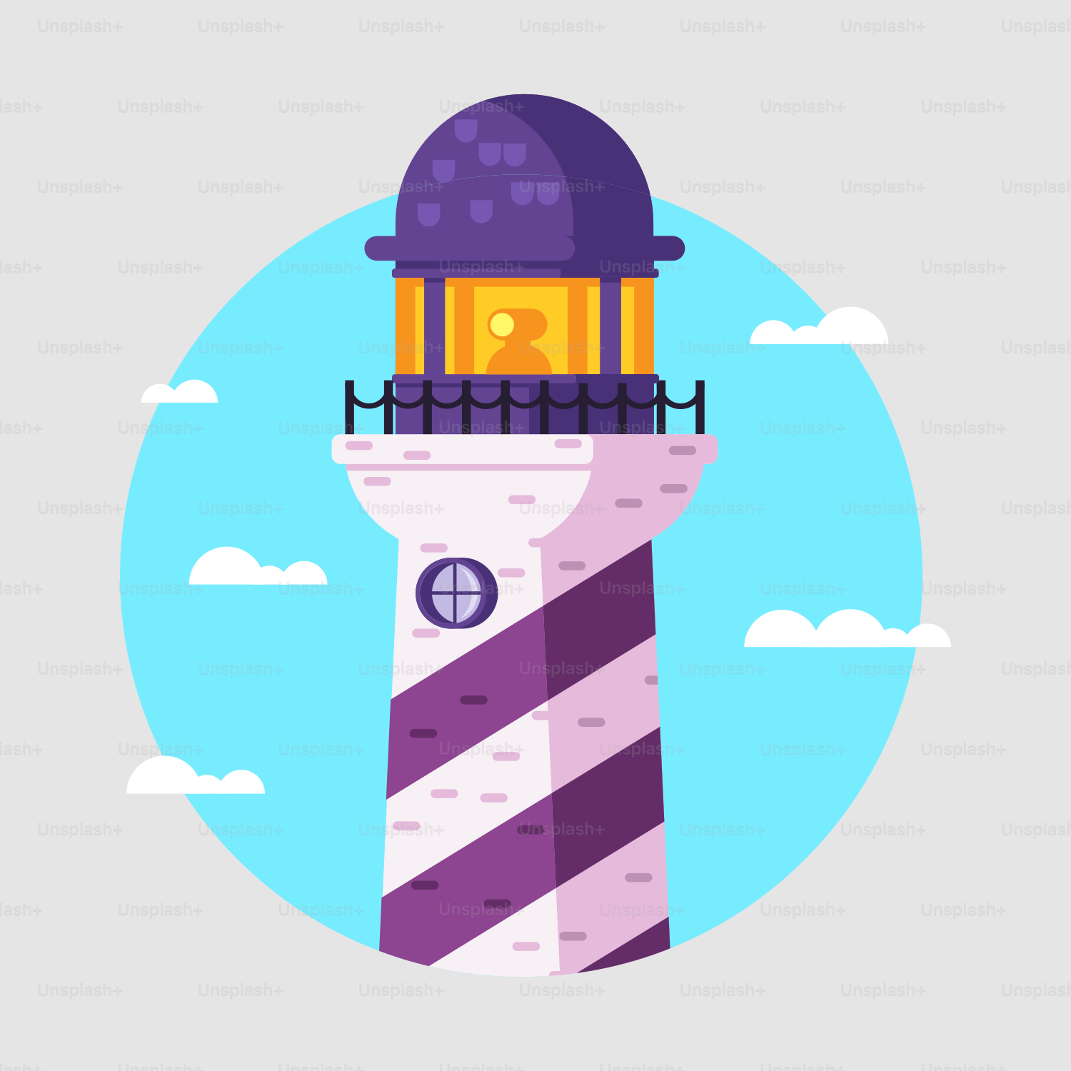 an illustration of a lighthouse with a sky background