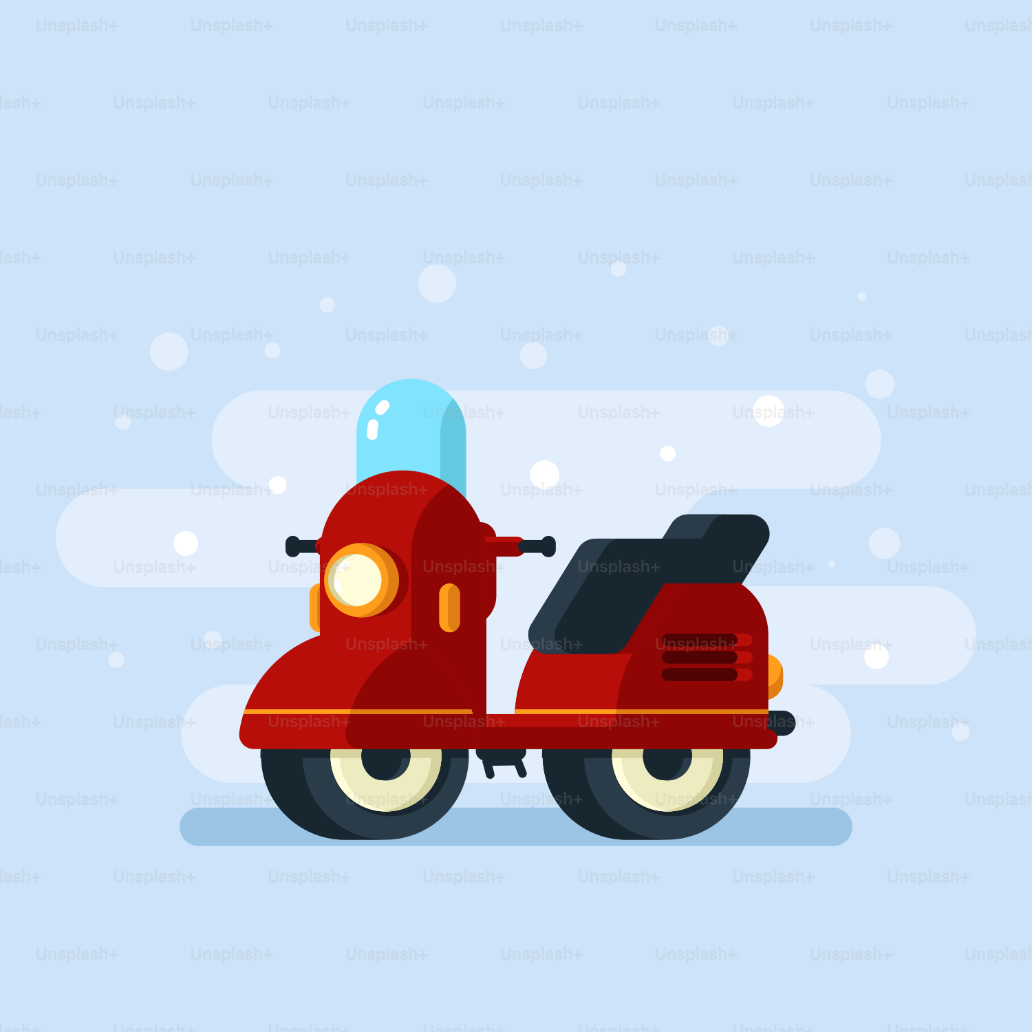 a red scooter on a blue background