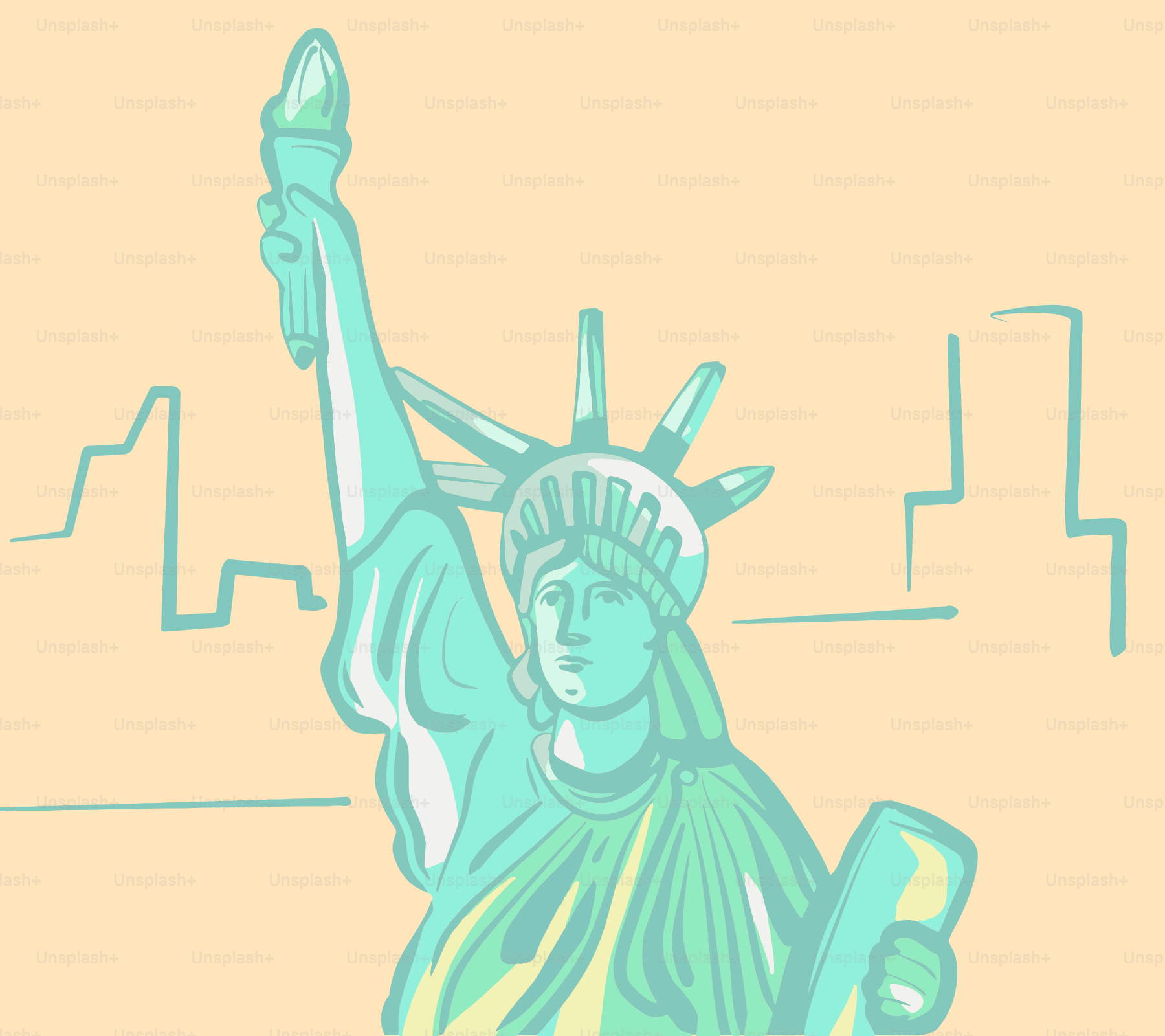 a drawing of the statue of liberty