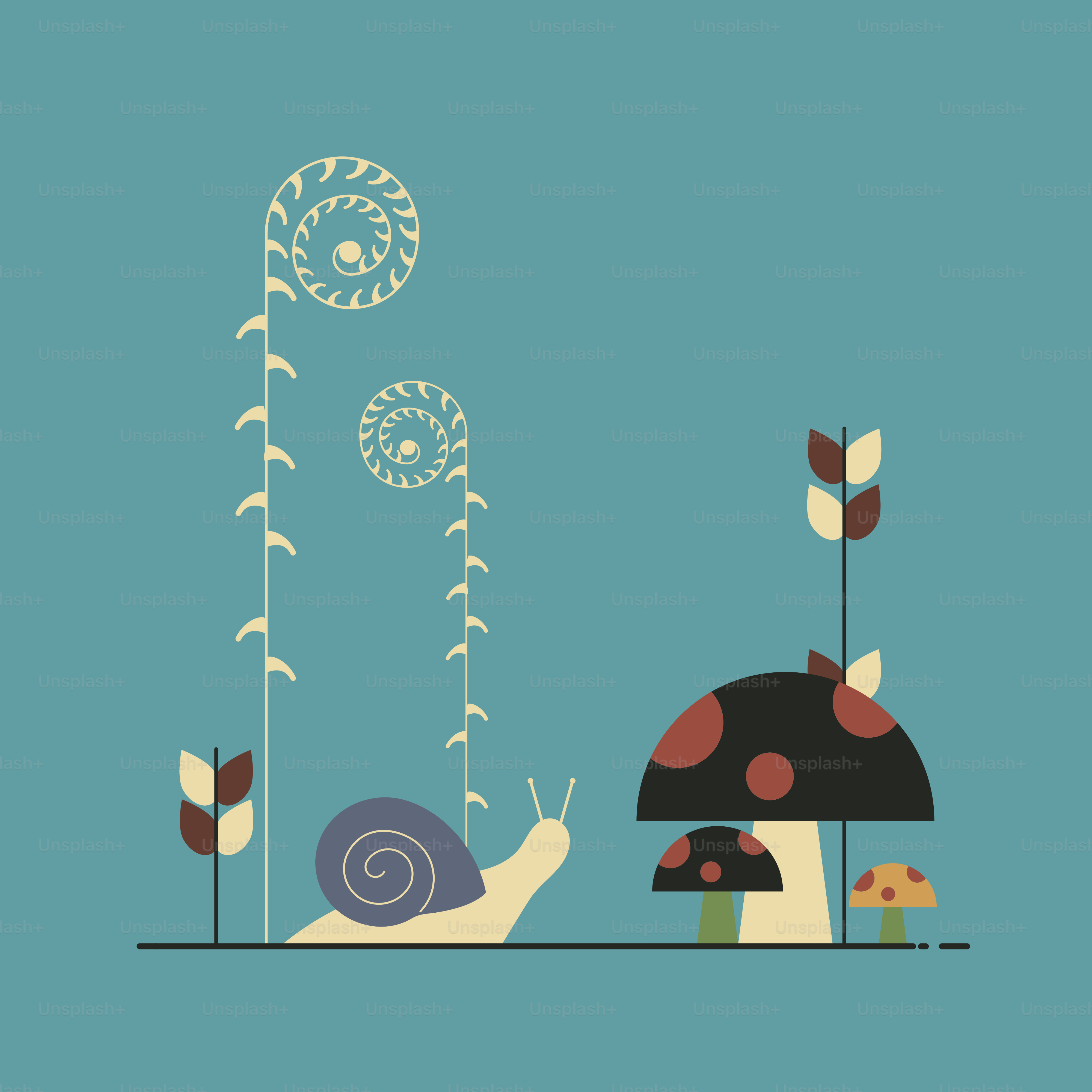 une maison d’escargot et de champignon au milieu d’un champ