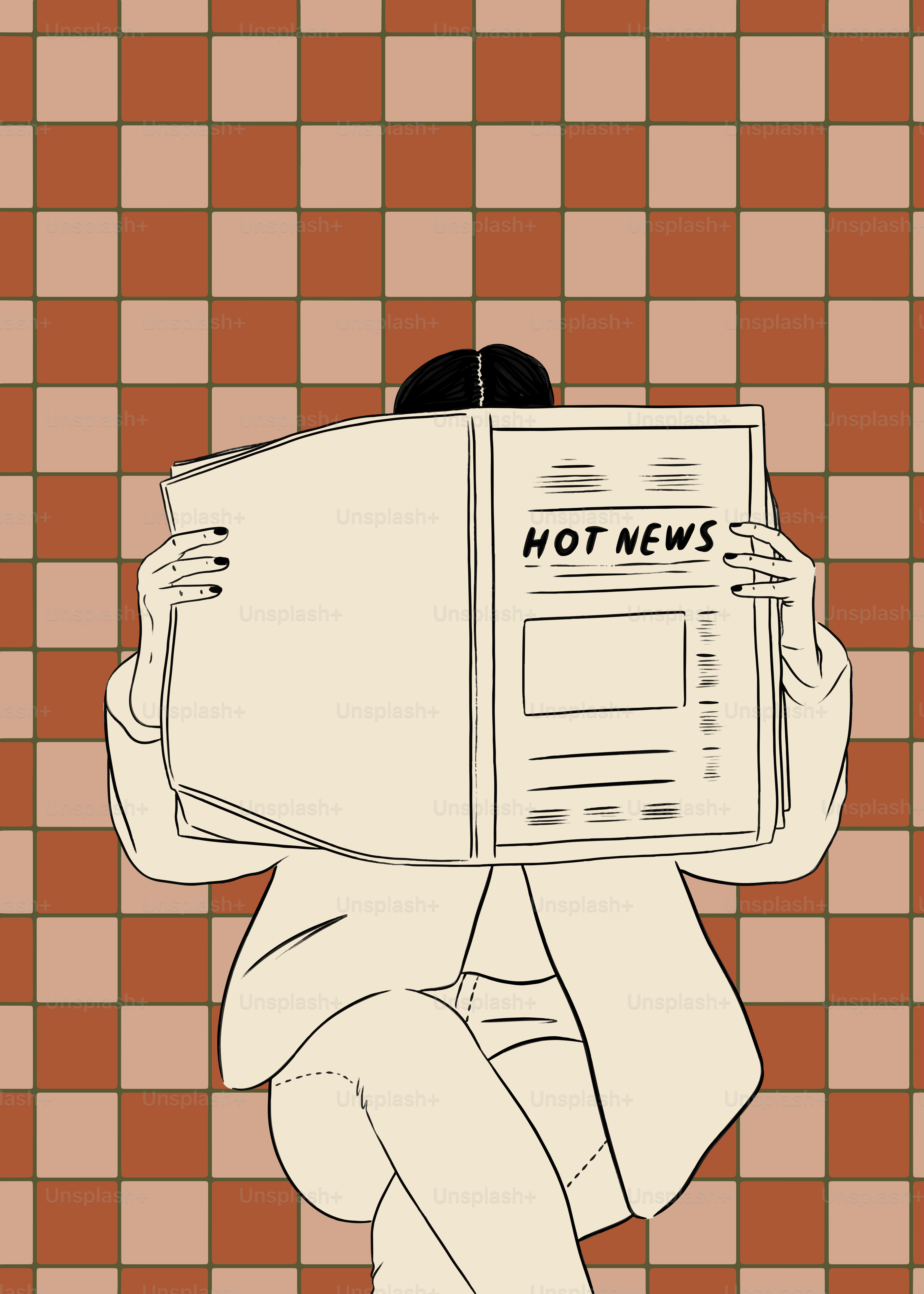 a person with a newspaper on their back