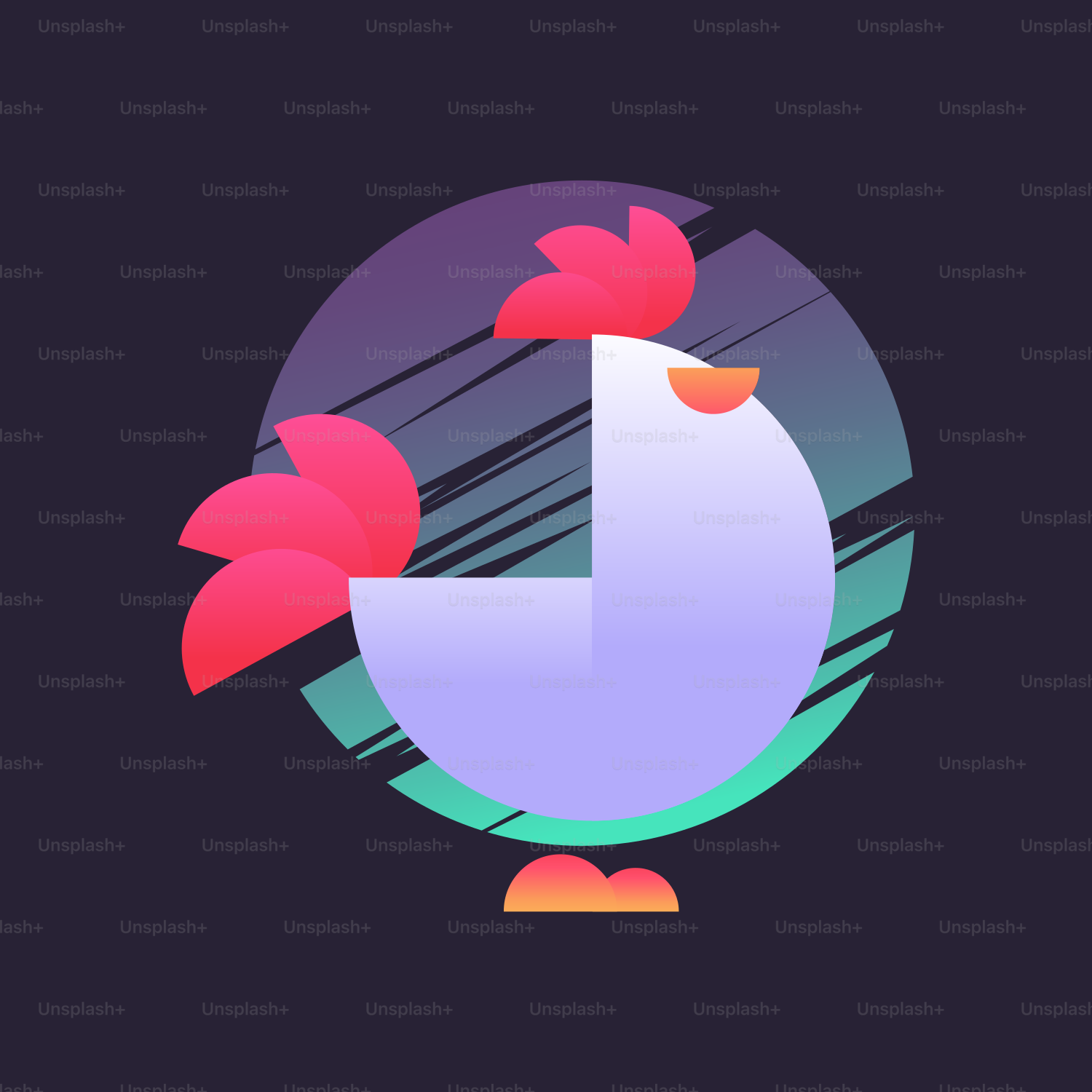 Ein Vogel mit roten Federn, der im Kreis steht