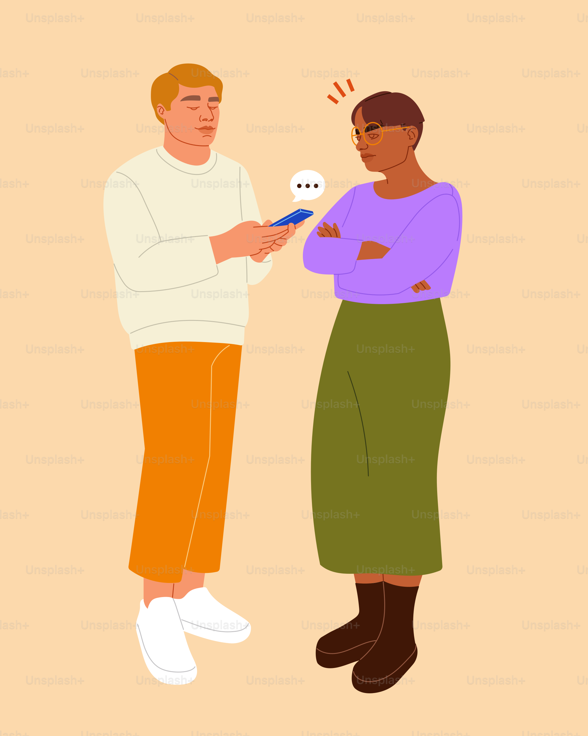 남자와 여자가 나란히 서 있어