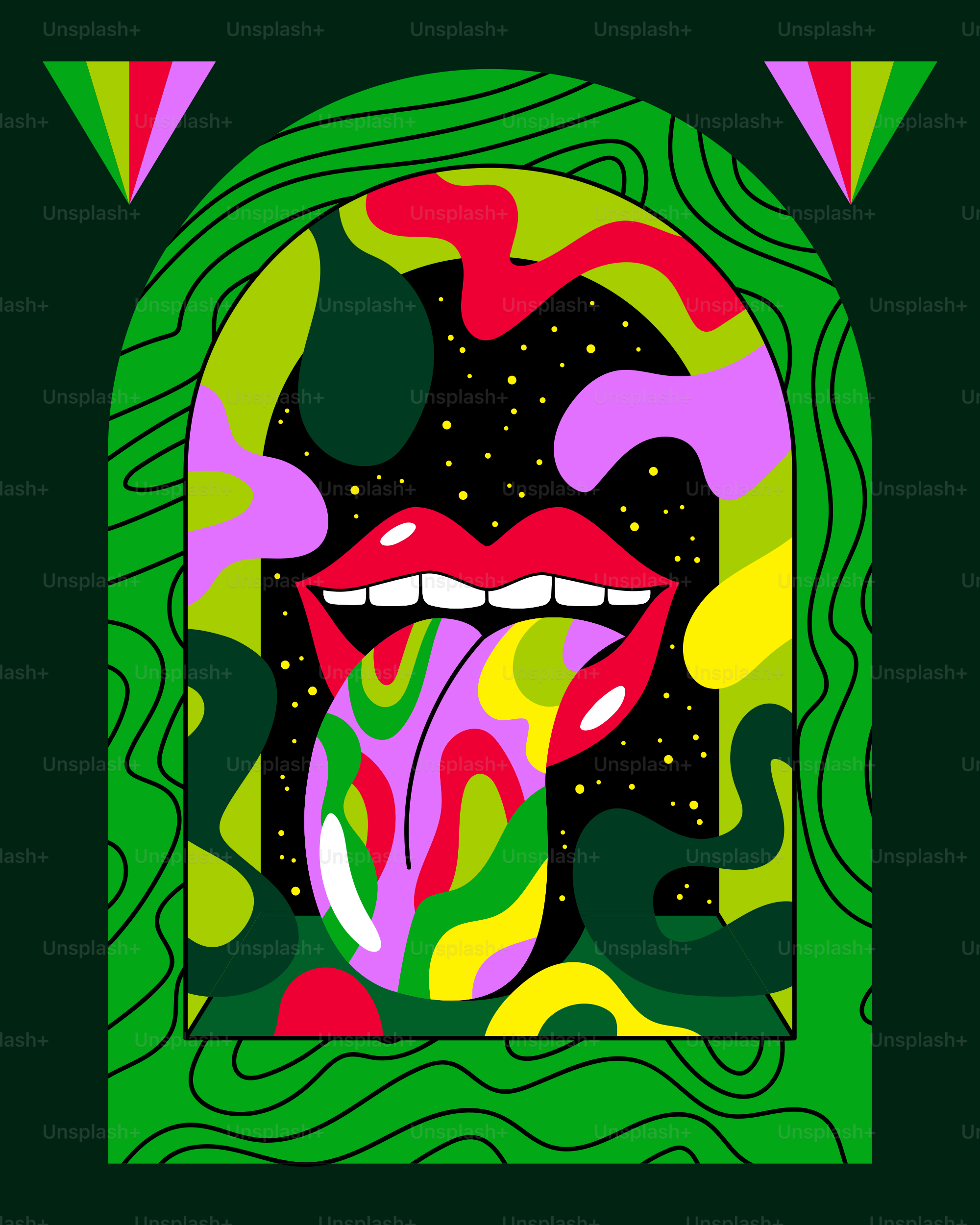 uma pintura da boca e língua de uma mulher