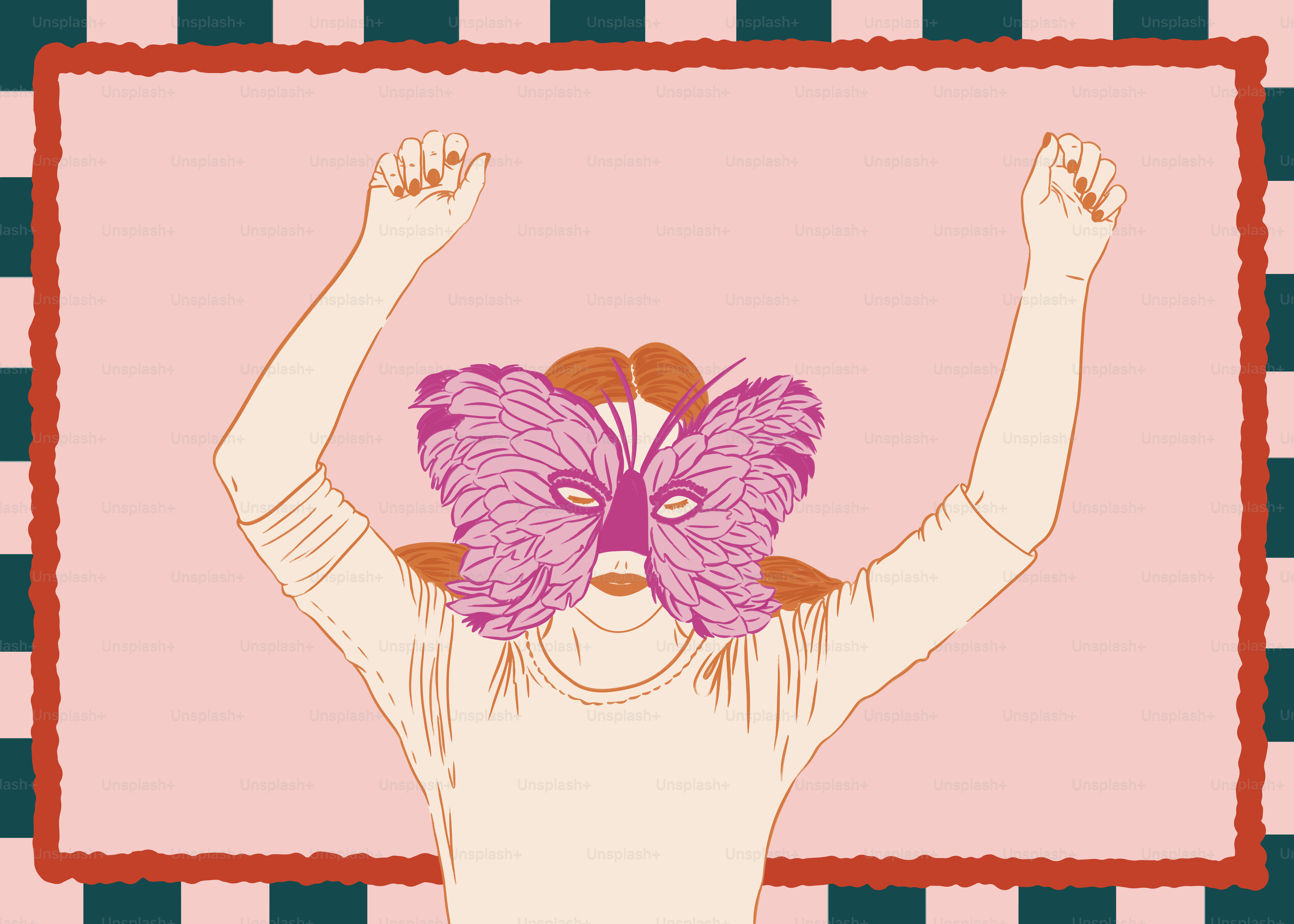 Eine Zeichnung einer Person mit Maske