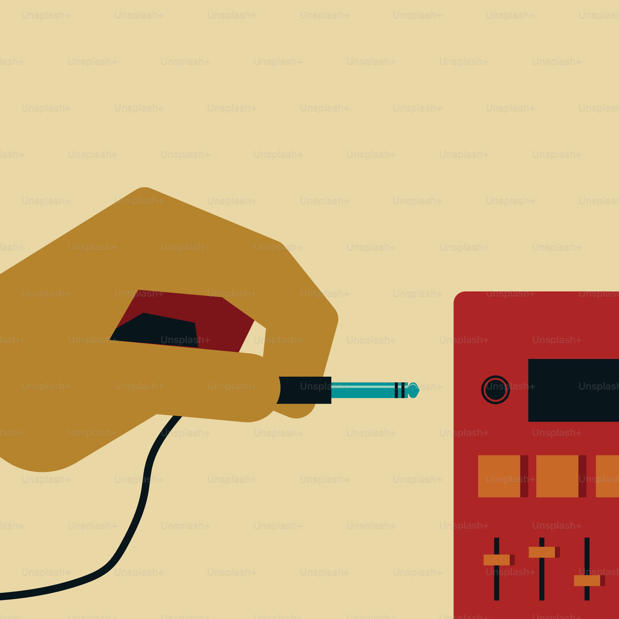 a hand holding a pen over a red phone