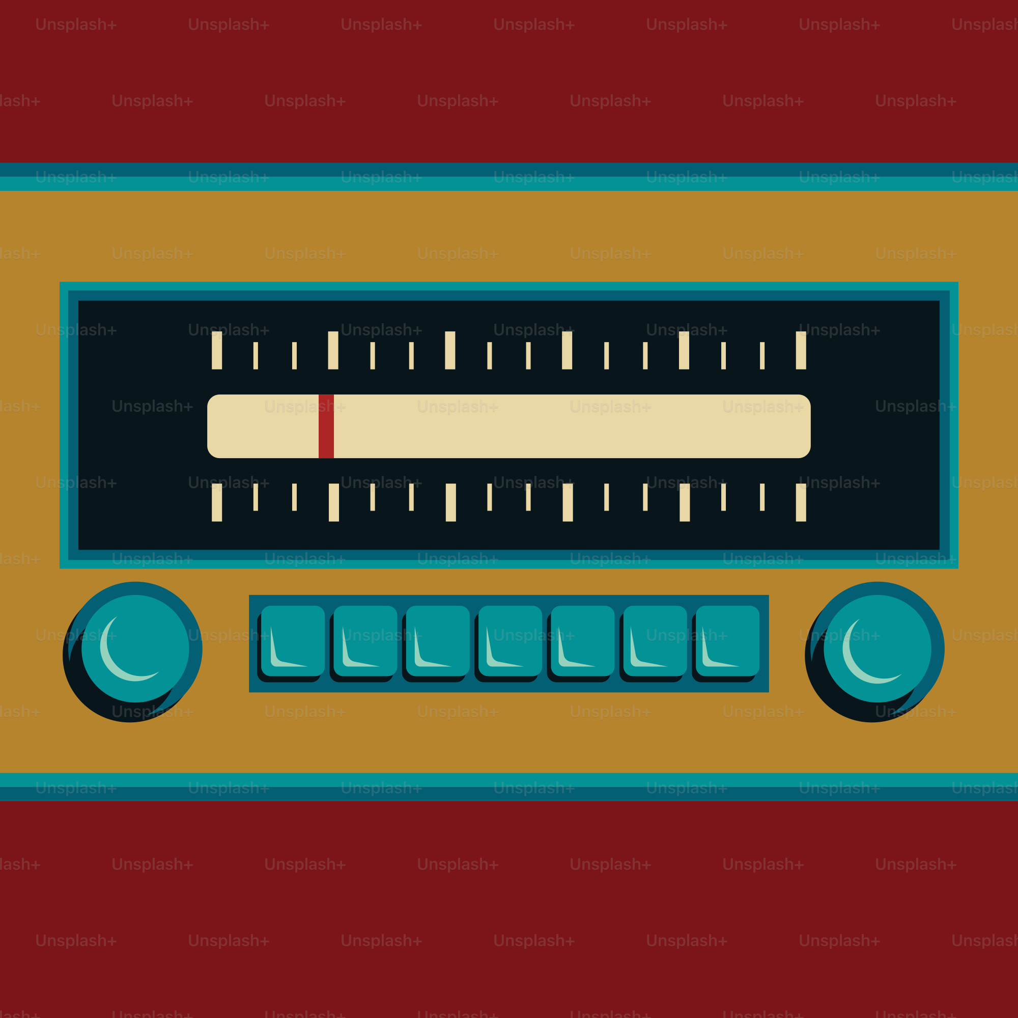 an old fashioned radio with buttons on a red background