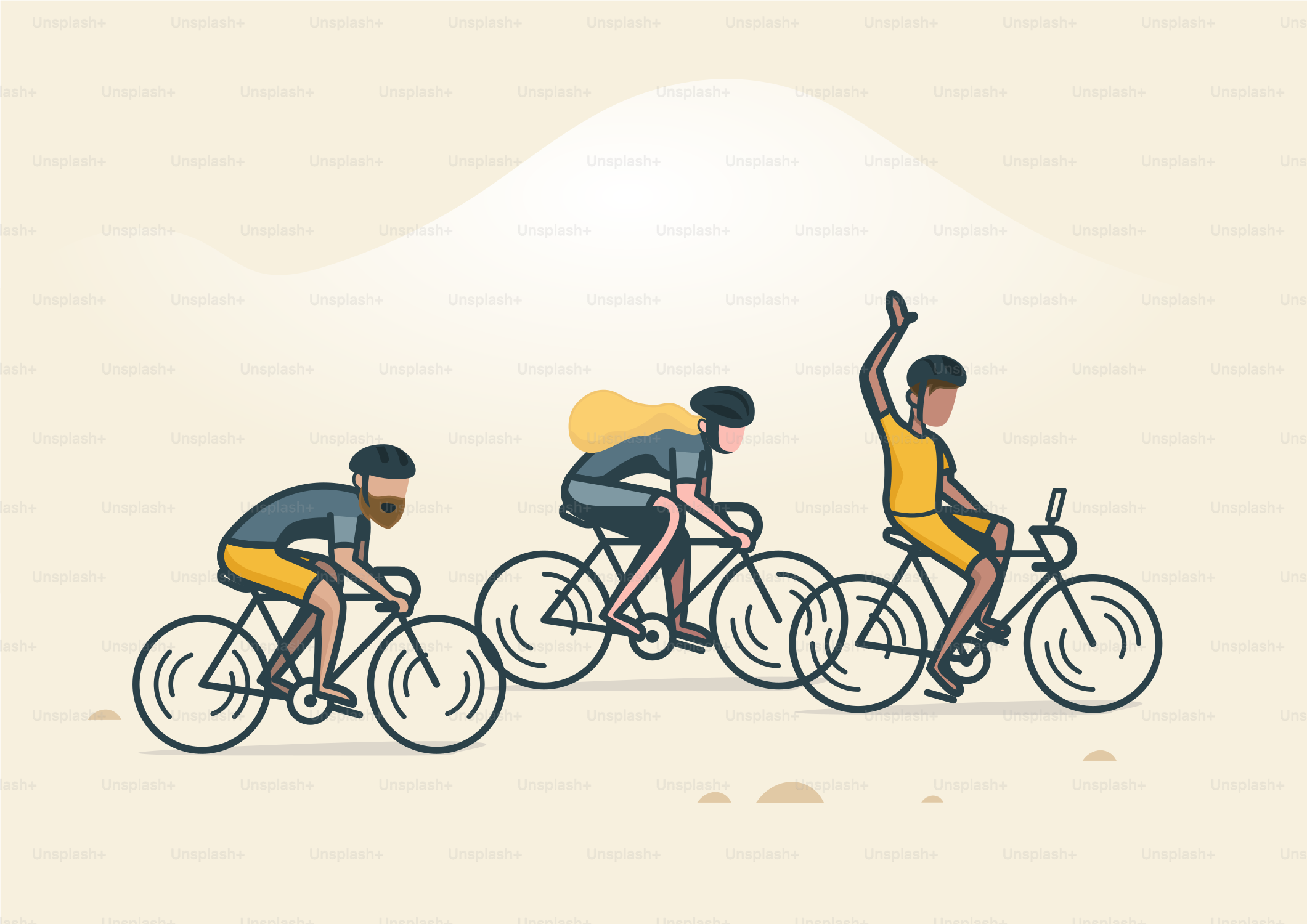 a group of people riding bikes down a road