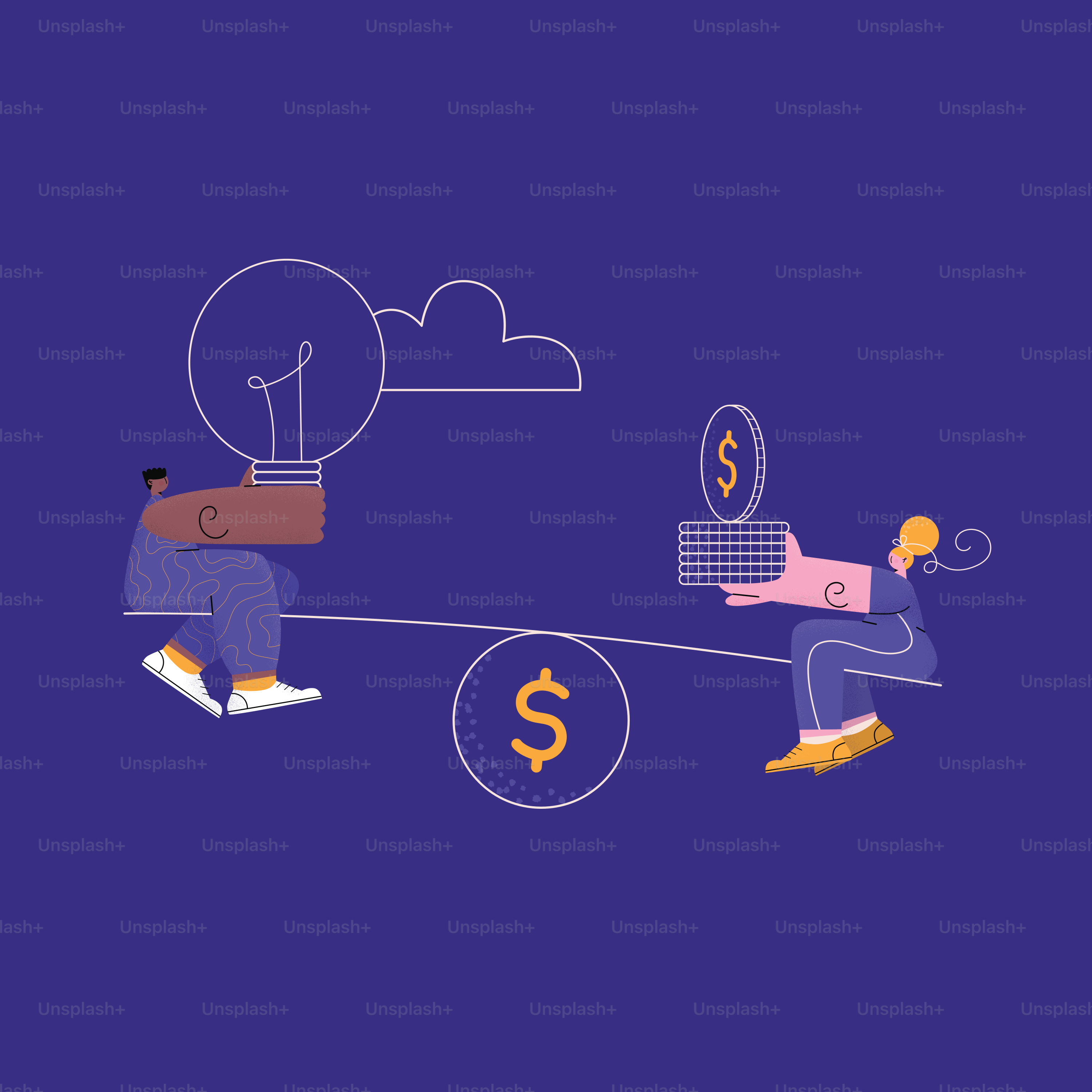 a man pulling a bag with a dollar sign on a string