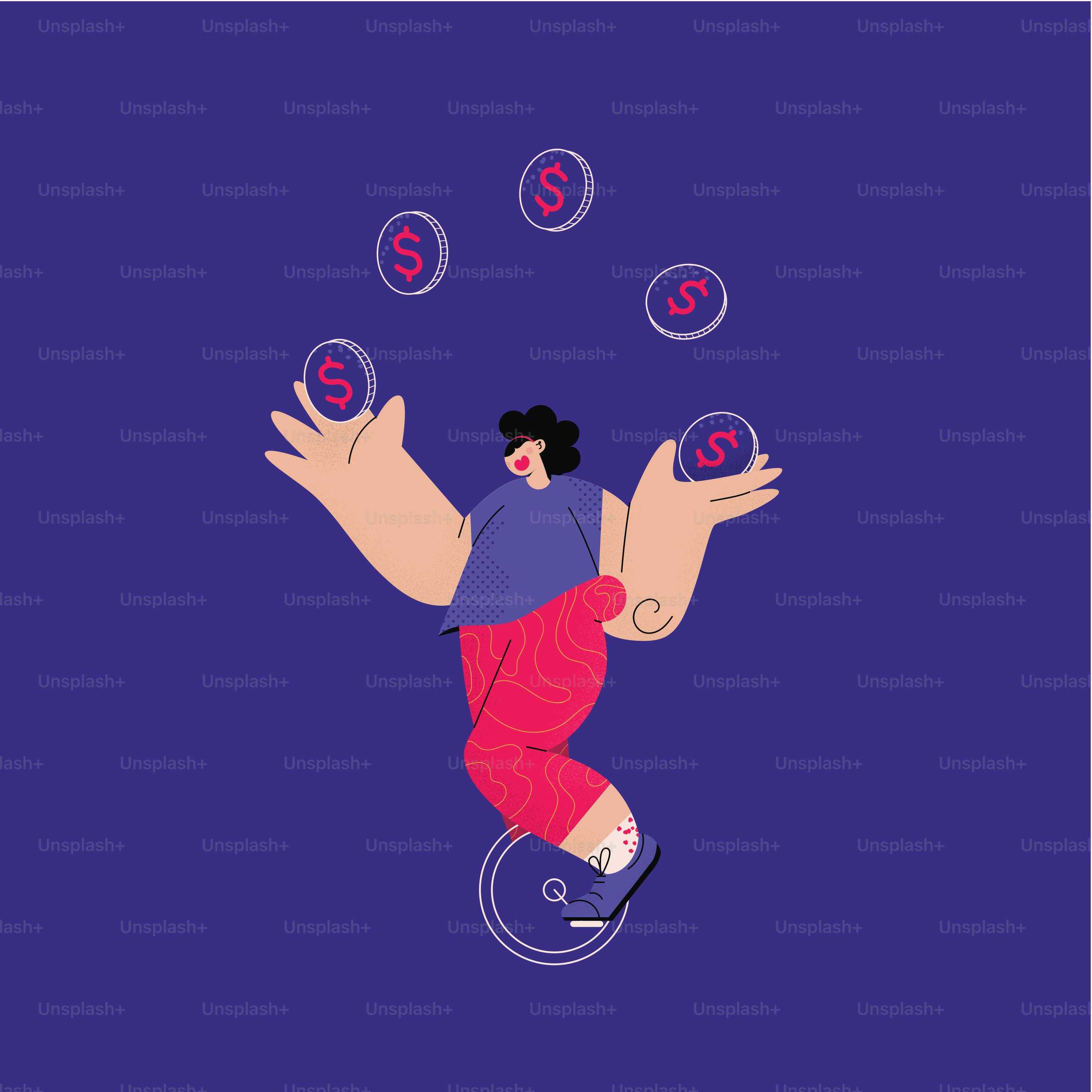 a woman juggling money in the air