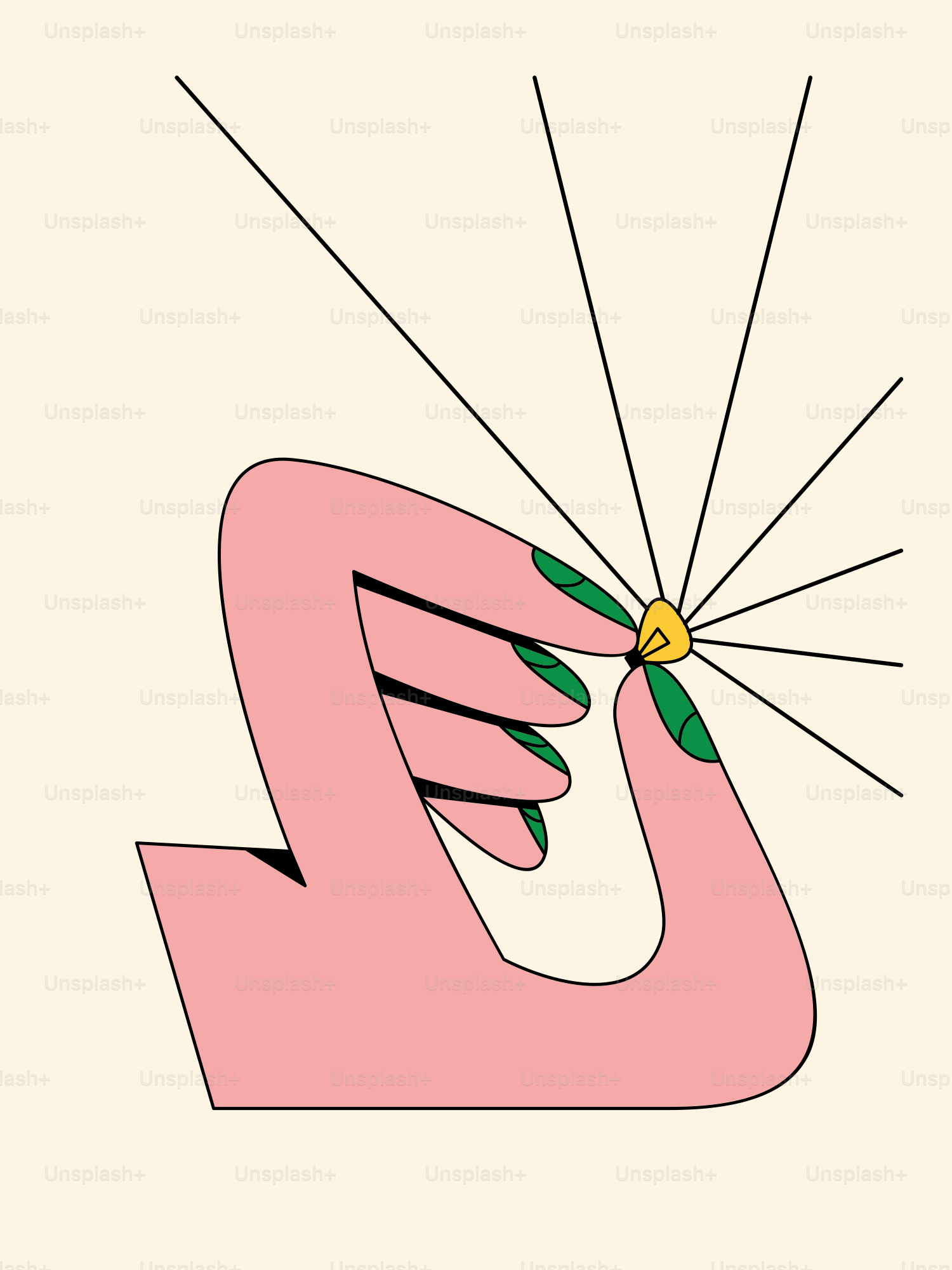 a drawing of a pink flamingo with a yellow object in its beak