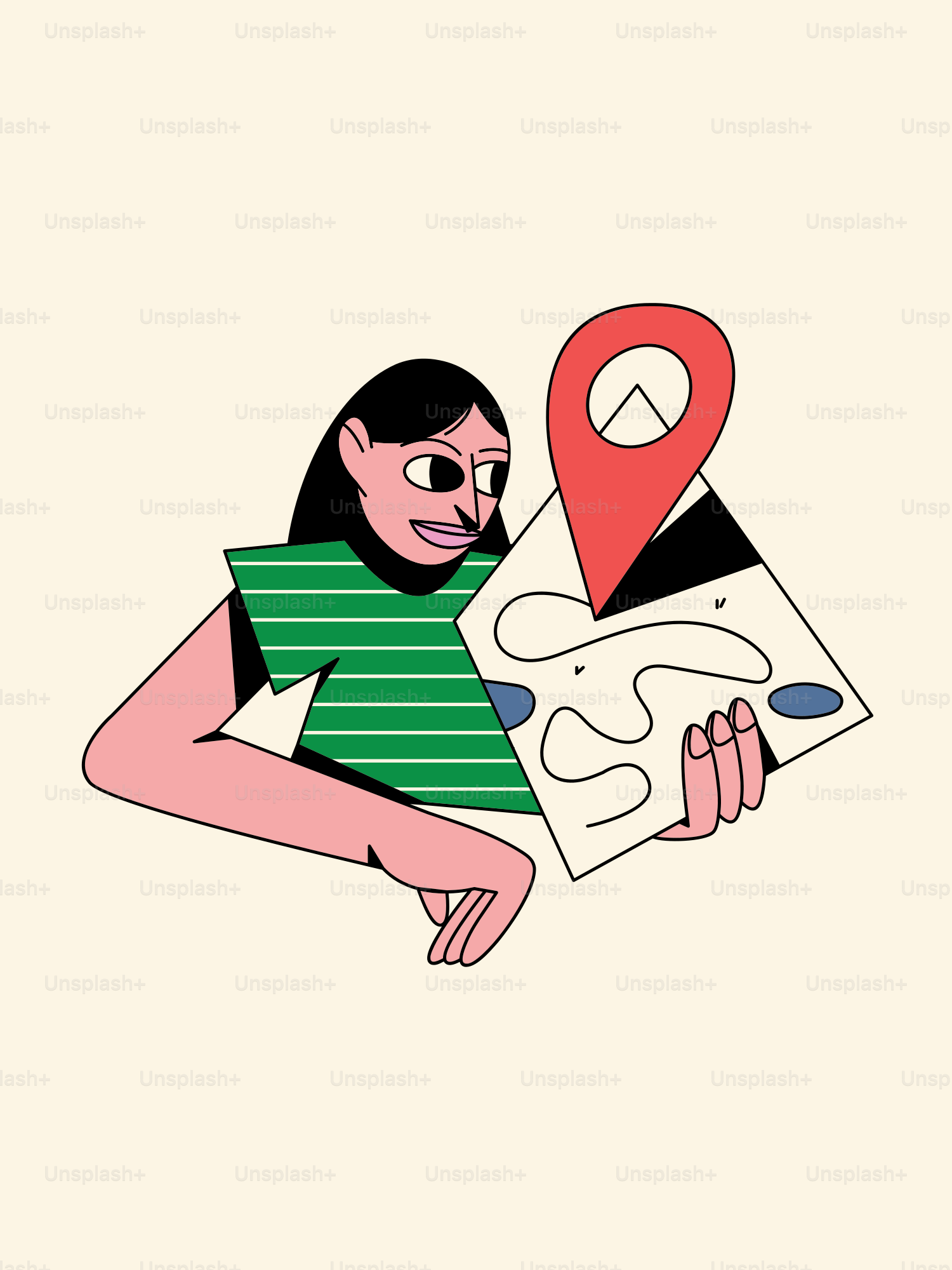 Eine Person, die eine Karte mit einer Nadel darauf hält