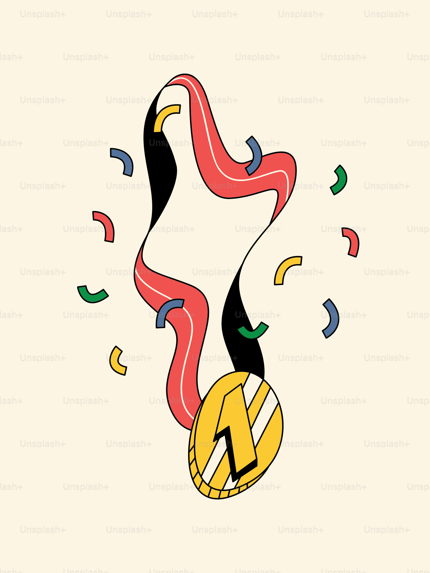 a drawing of a medal with streamers coming out of it