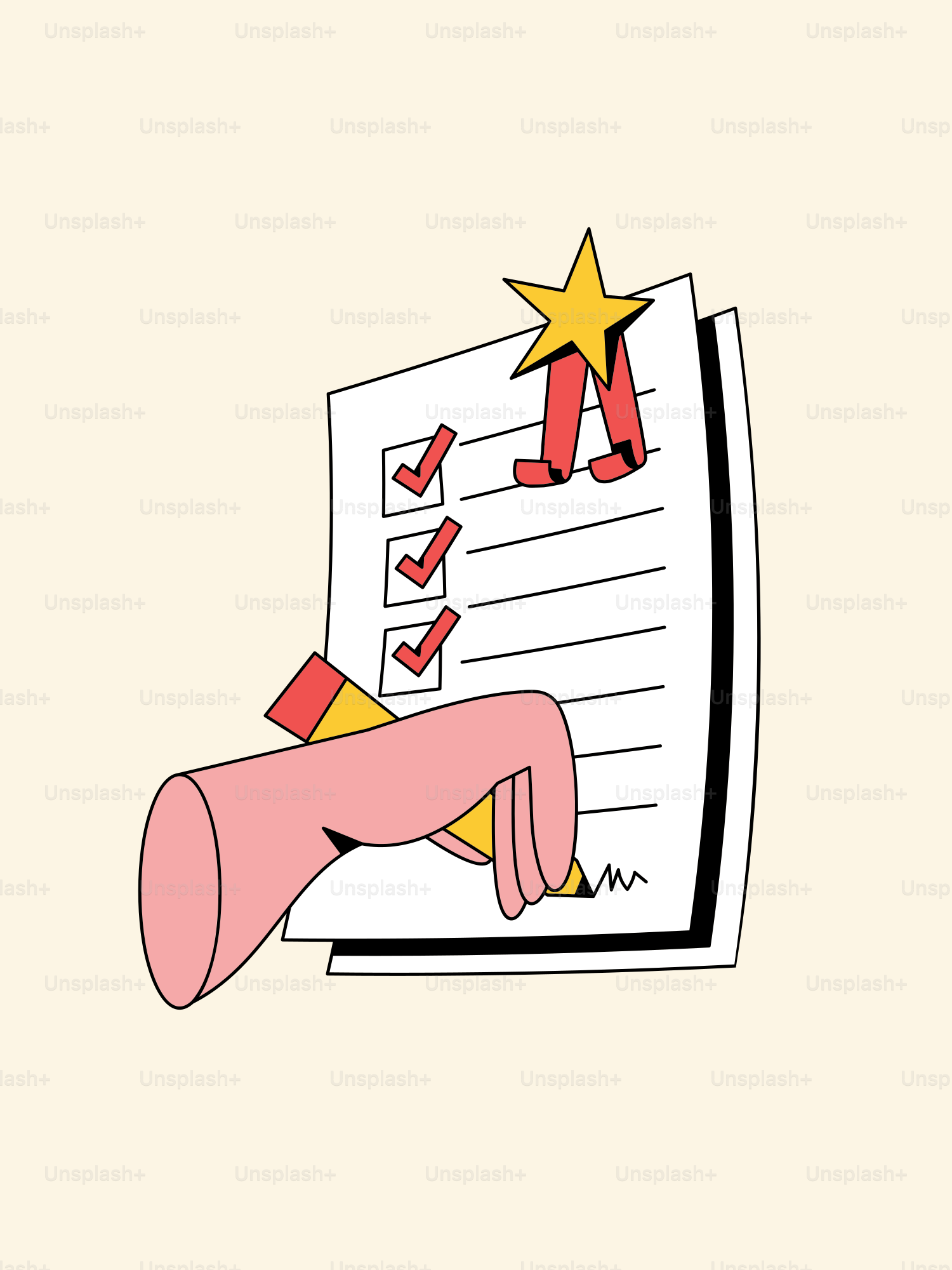 a hand pointing at a paper with a star on it