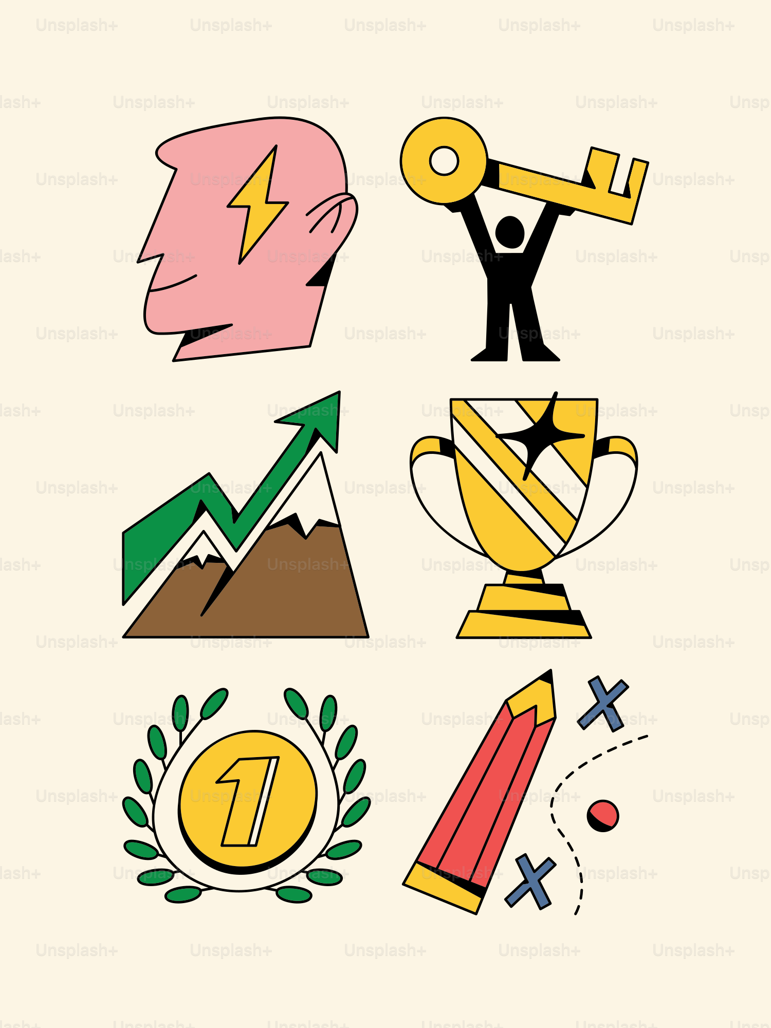 Eine Zeichnung eines Mannes, der eine Trophäe hält