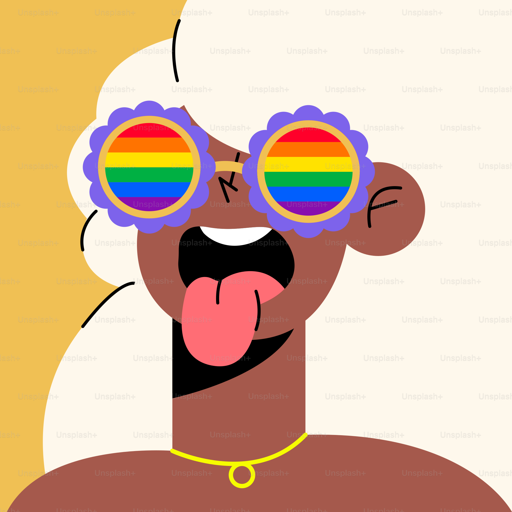 a person with sunglasses and a tongue sticking out