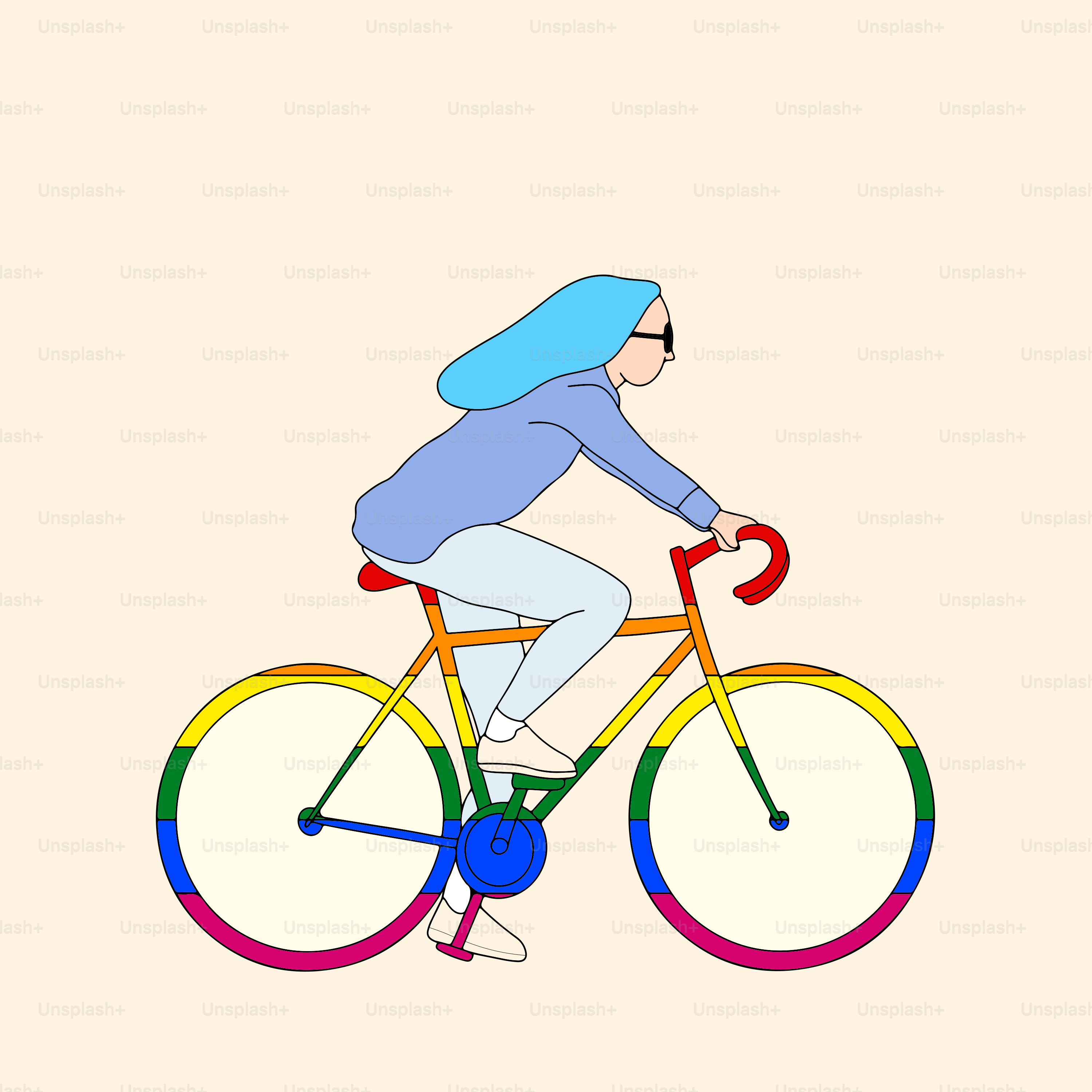 Una persona en bicicleta con una sudadera azul