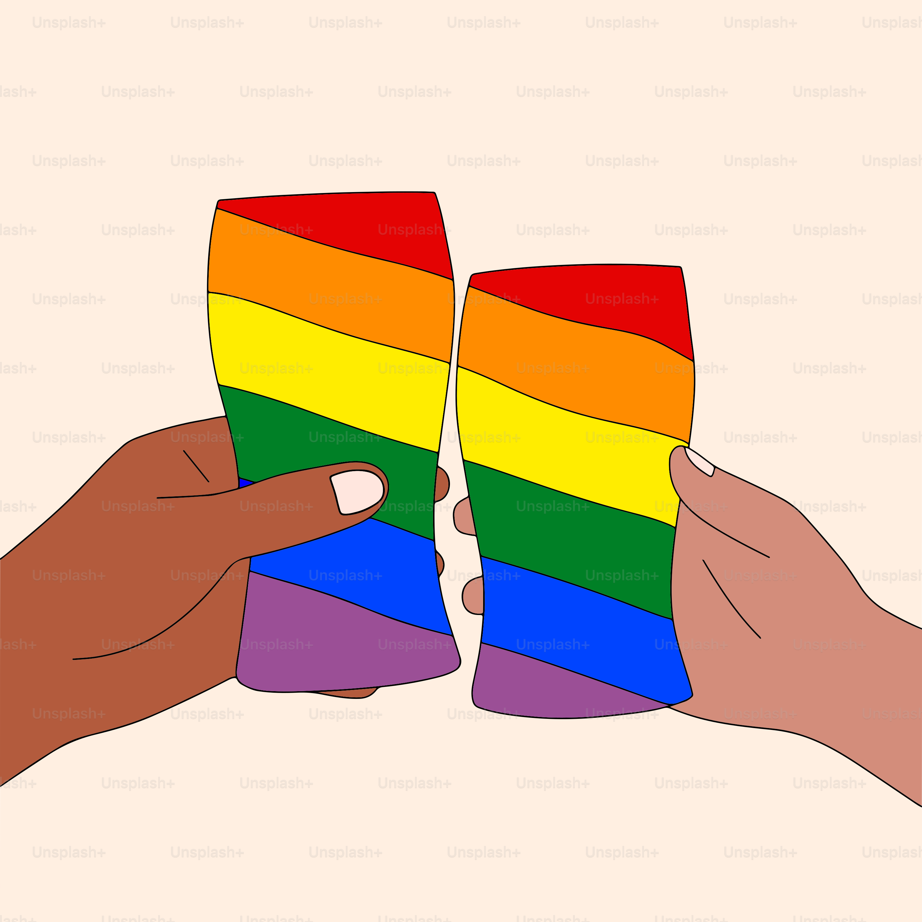 un par de manos sosteniendo un papel de colores del arcoíris