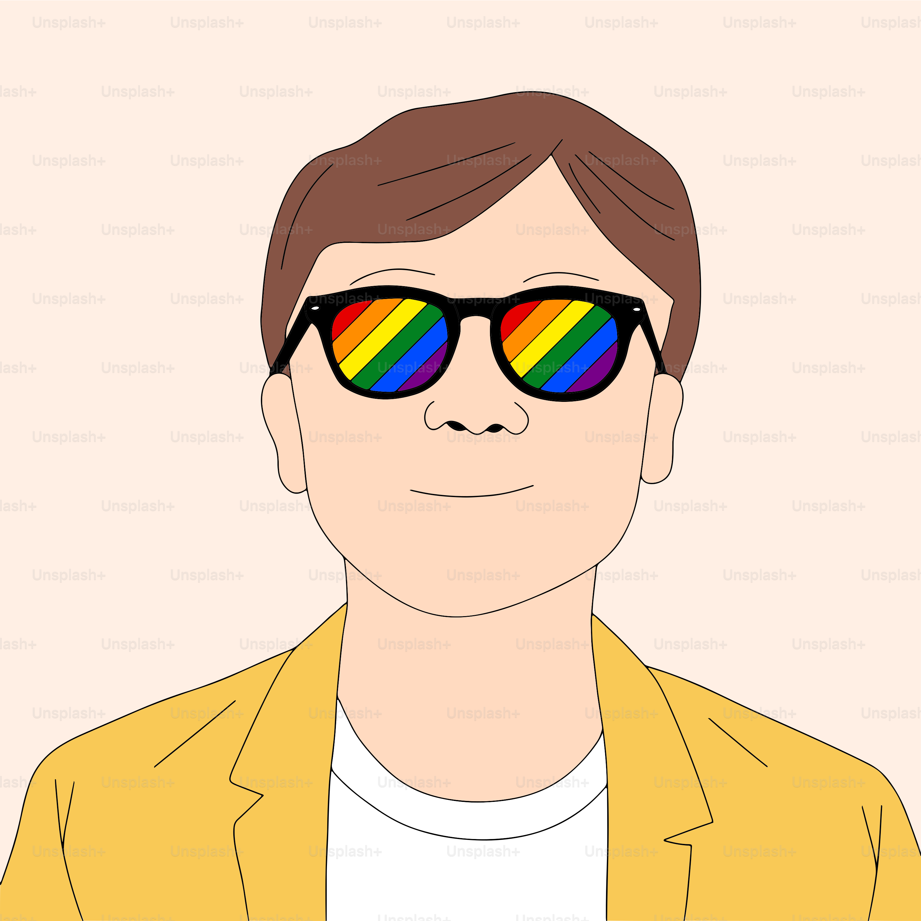 un hombre con gafas de sol y una chaqueta amarilla