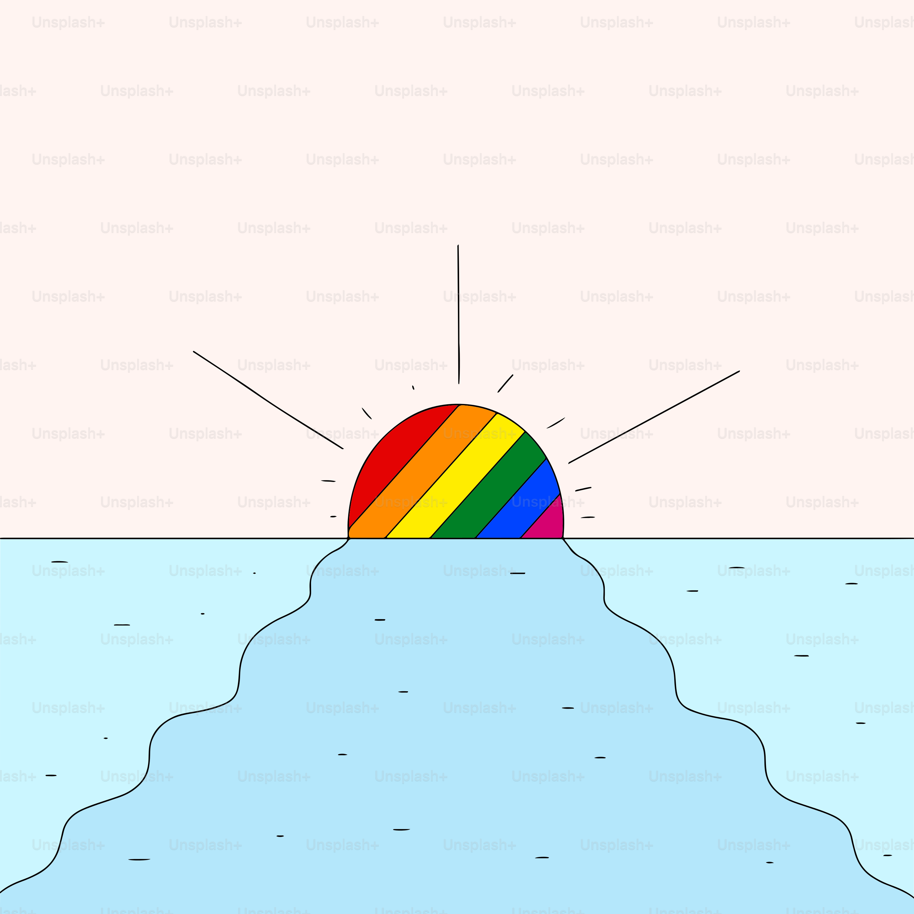 una bola arcoíris sobre un iceberg