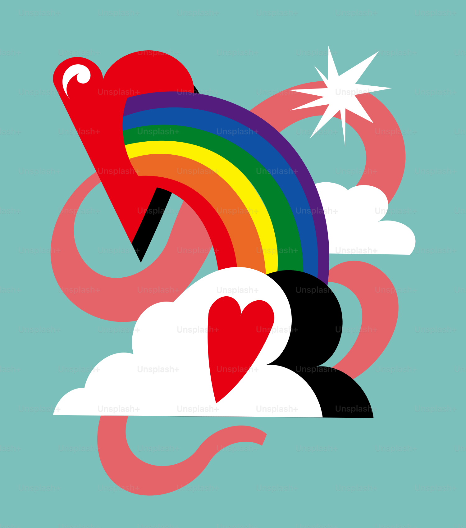 a rainbow with a heart in the middle of it