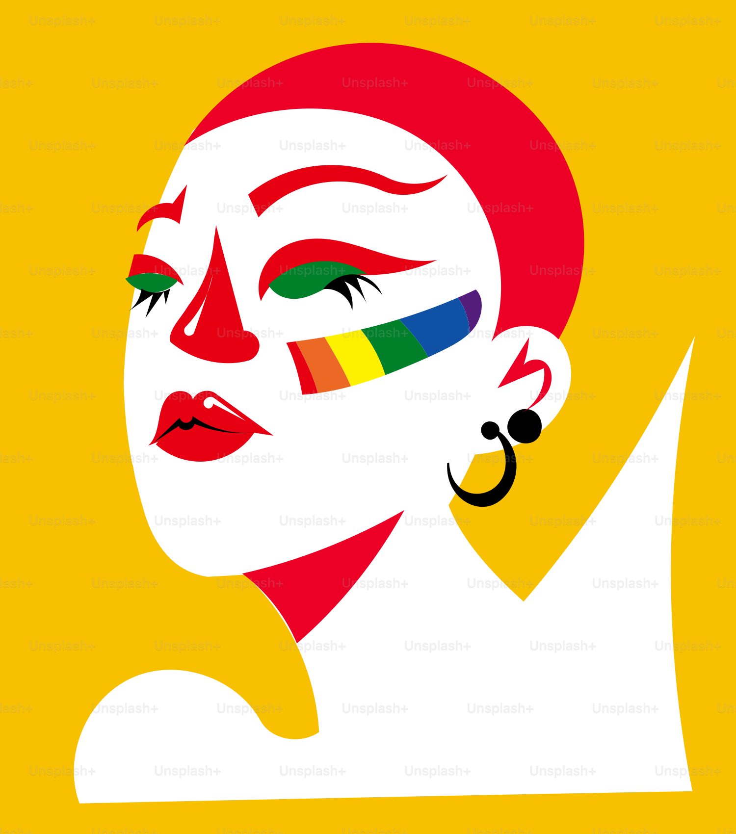 a picture of a woman with a rainbow painted on her face