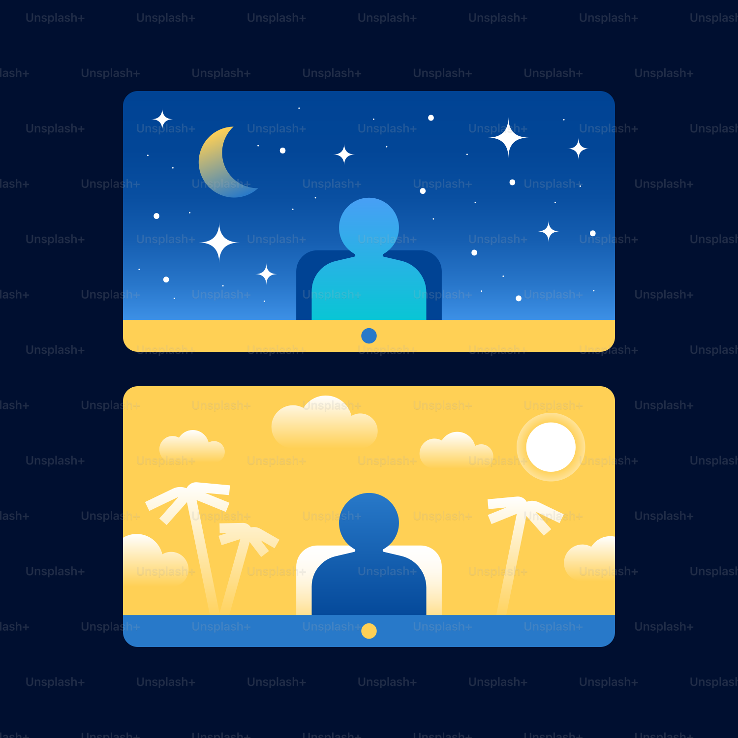 a man is sitting in front of a window at night