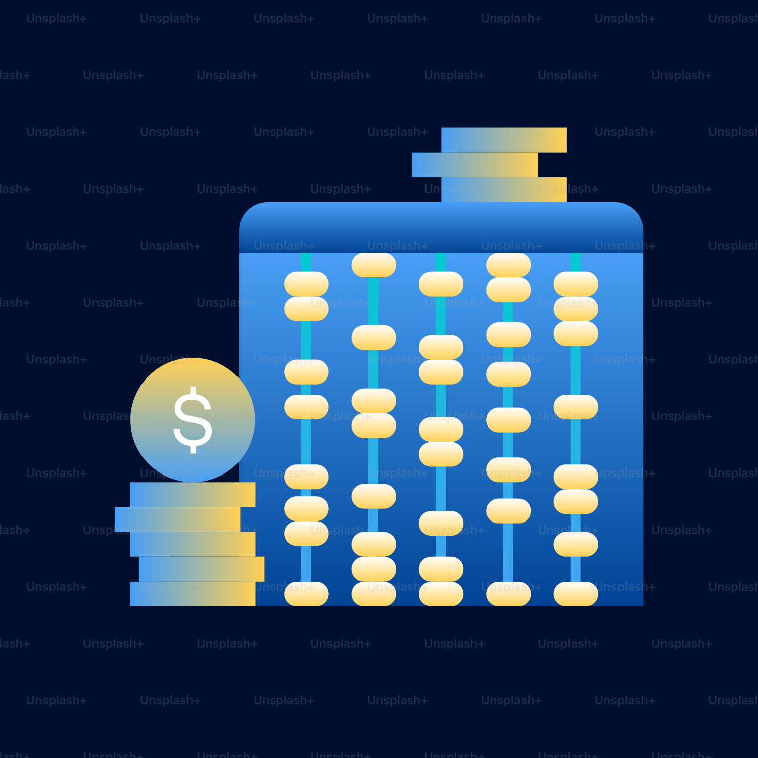 Un gráfico generado por ordenador de un bloque azul con un signo de dólar encima
