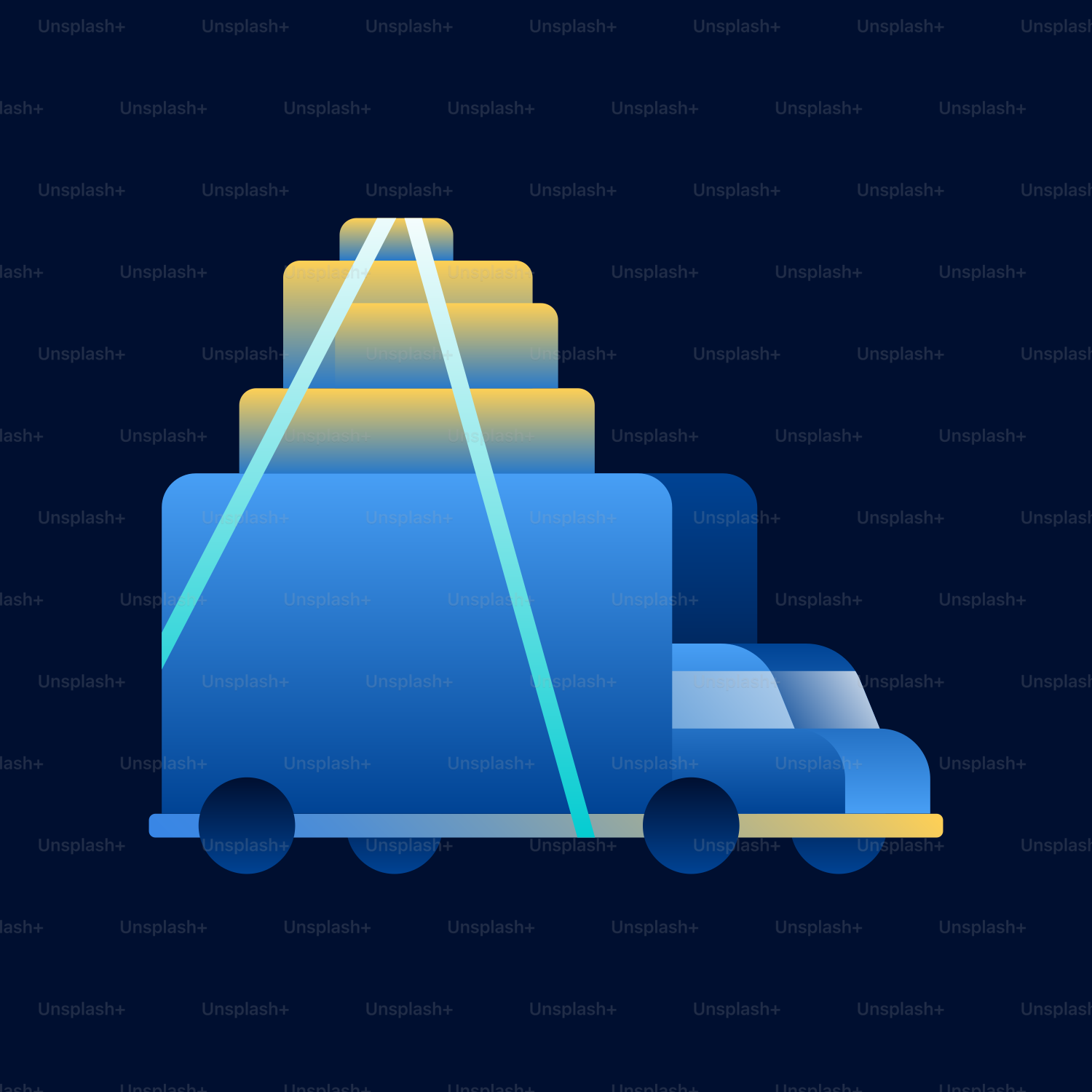 a blue car with a yellow beam coming out of it