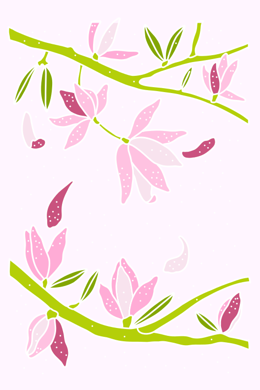 una rama con flores rosas y hojas verdes