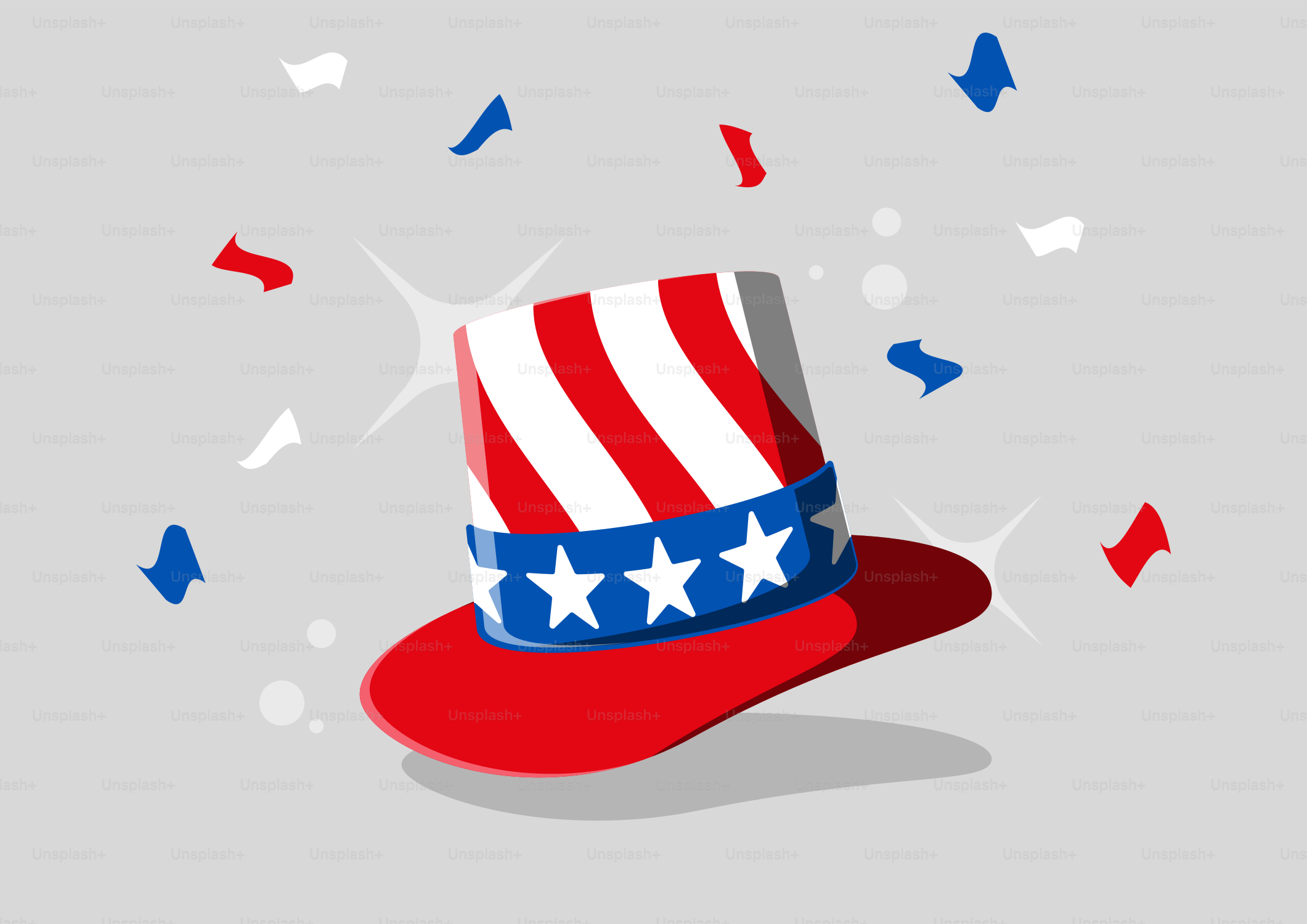 a red, white and blue hat with stars on it