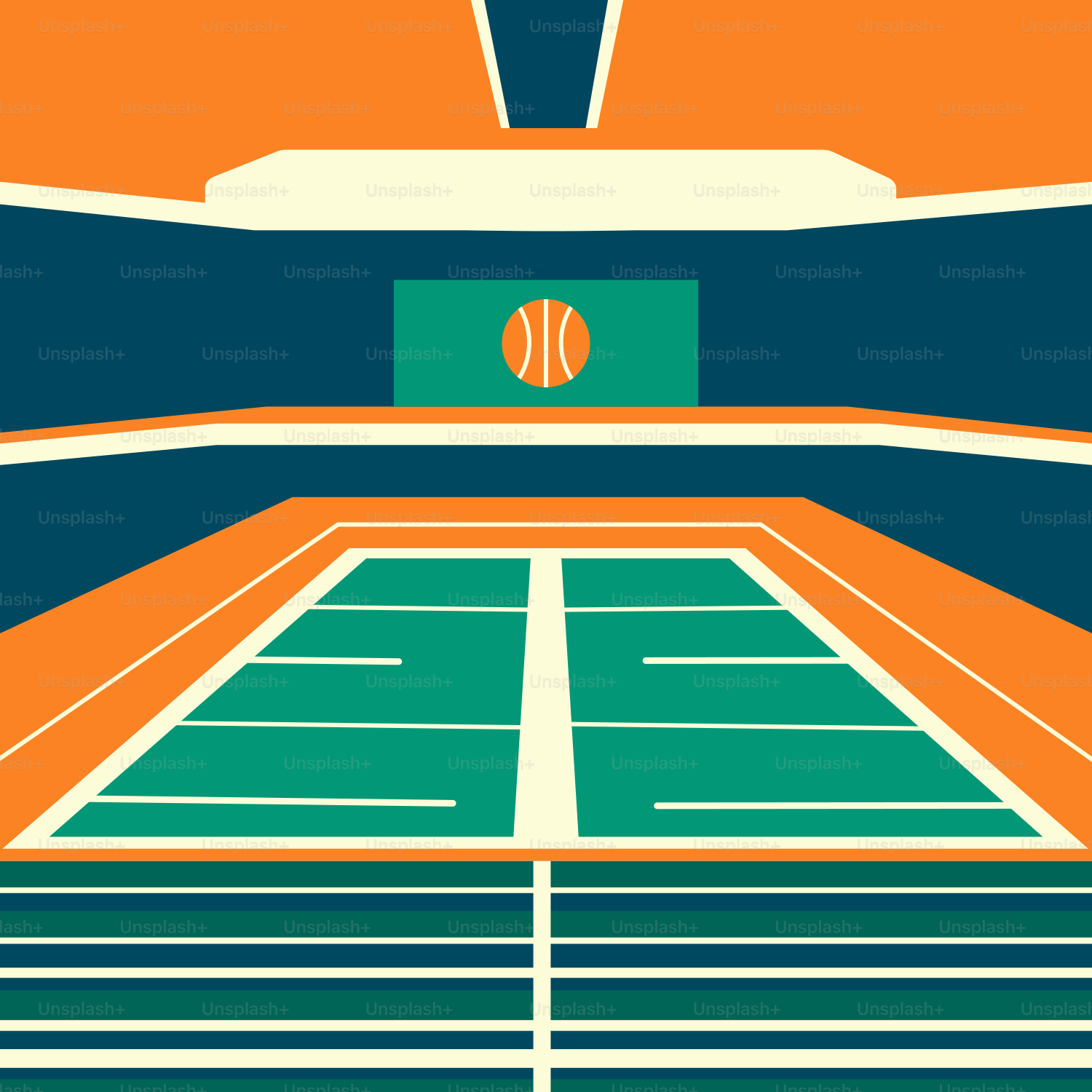 a tennis court with a ball on it