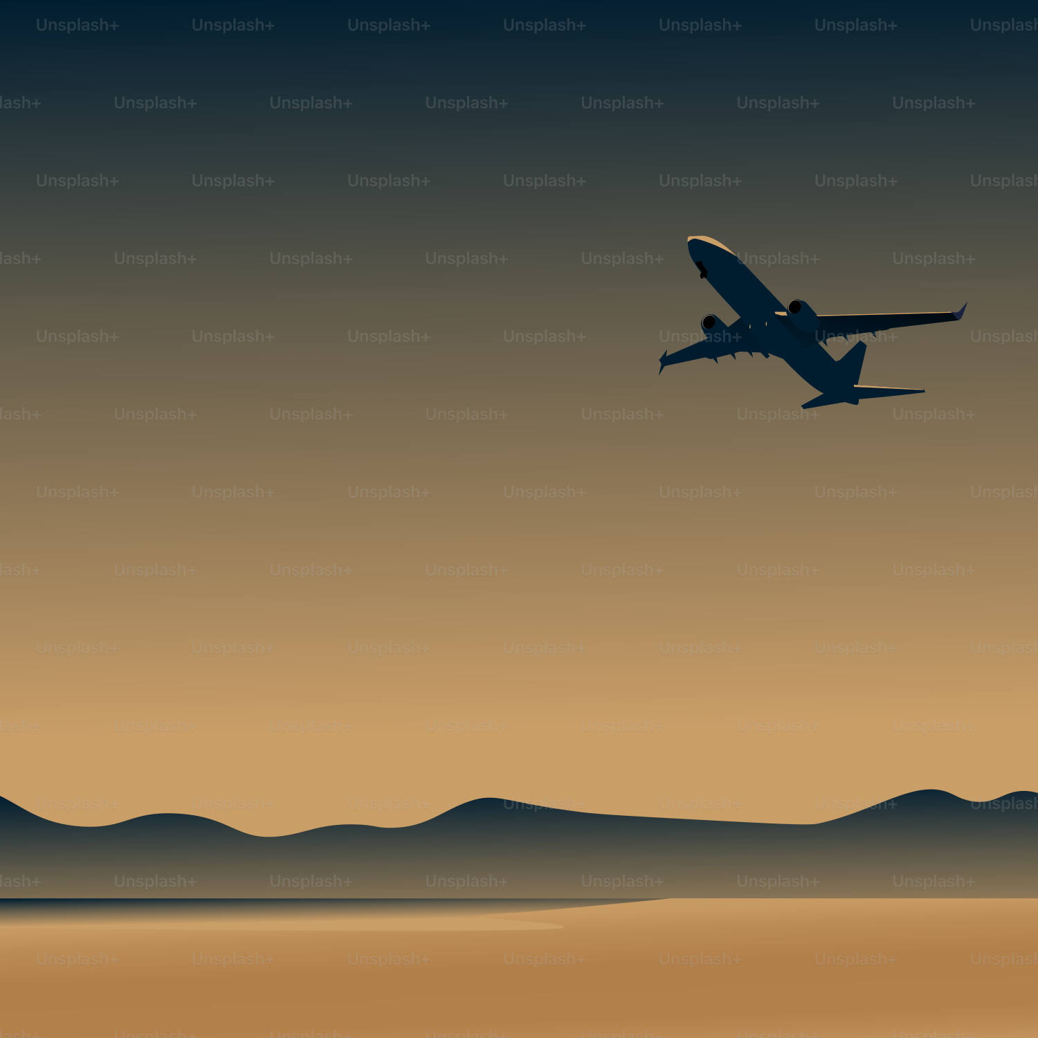 Un aereo sta sorvolando un paesaggio desertico