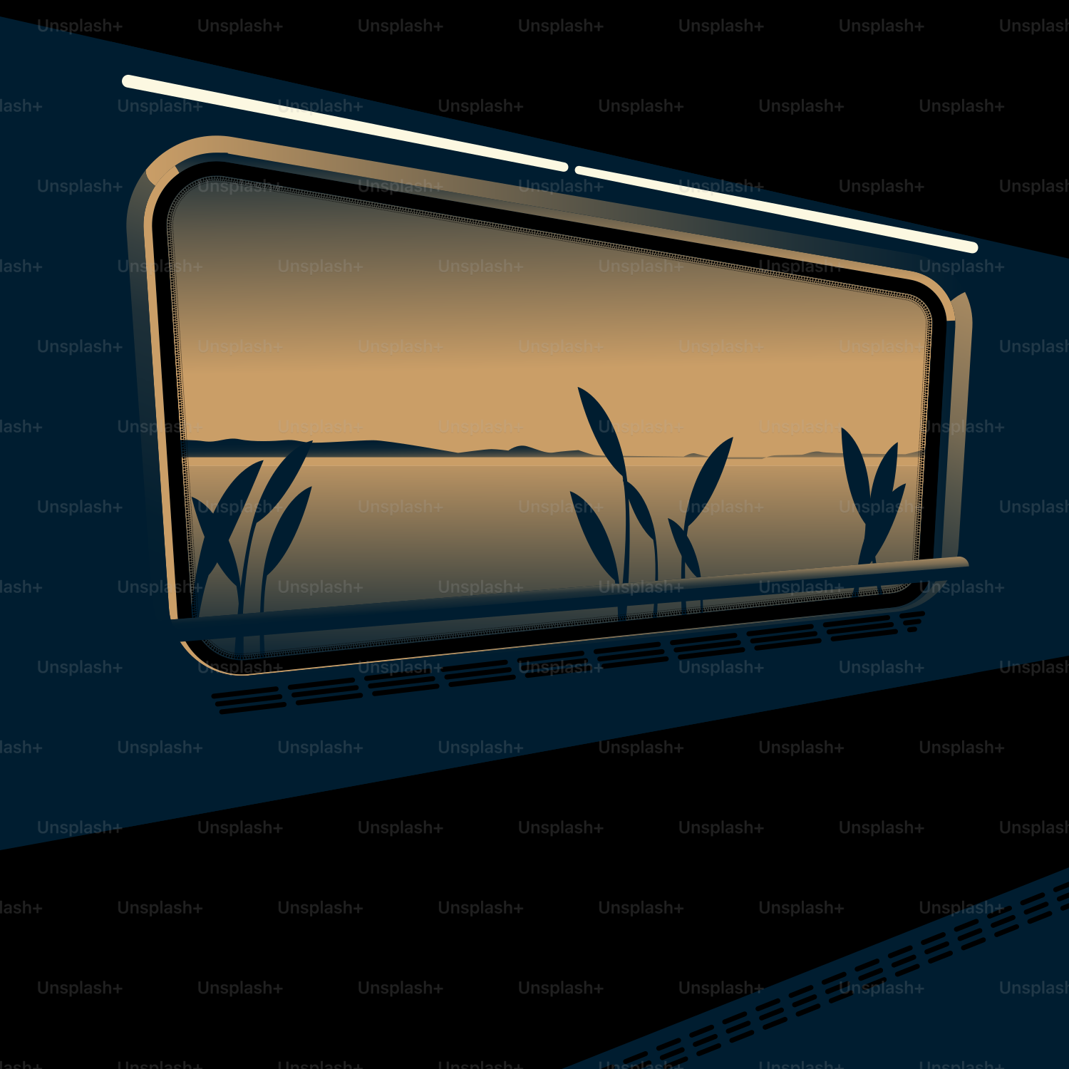 Un quadro di una finestra in una stanza buia