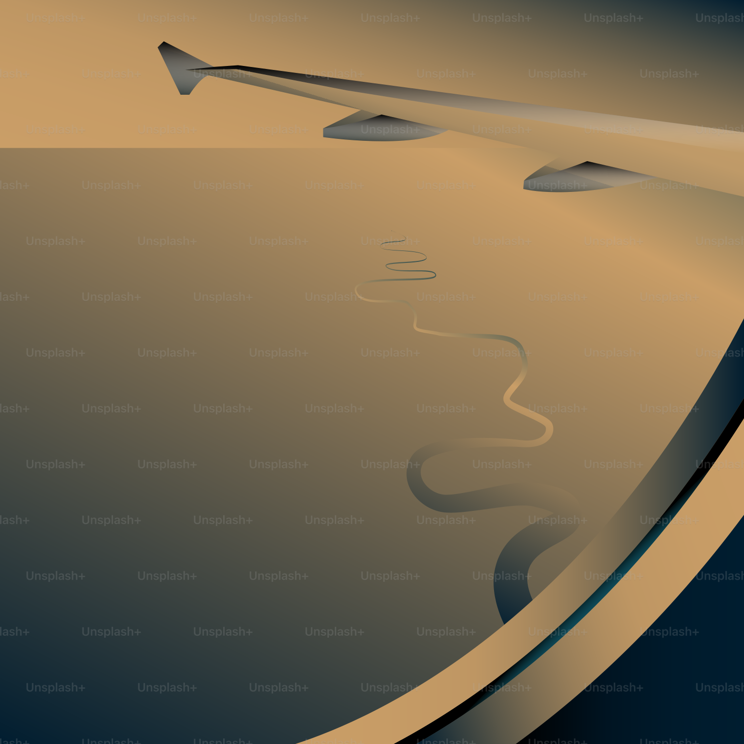 Un primo piano di un'ala di un aereo con uno sfondo sfocato