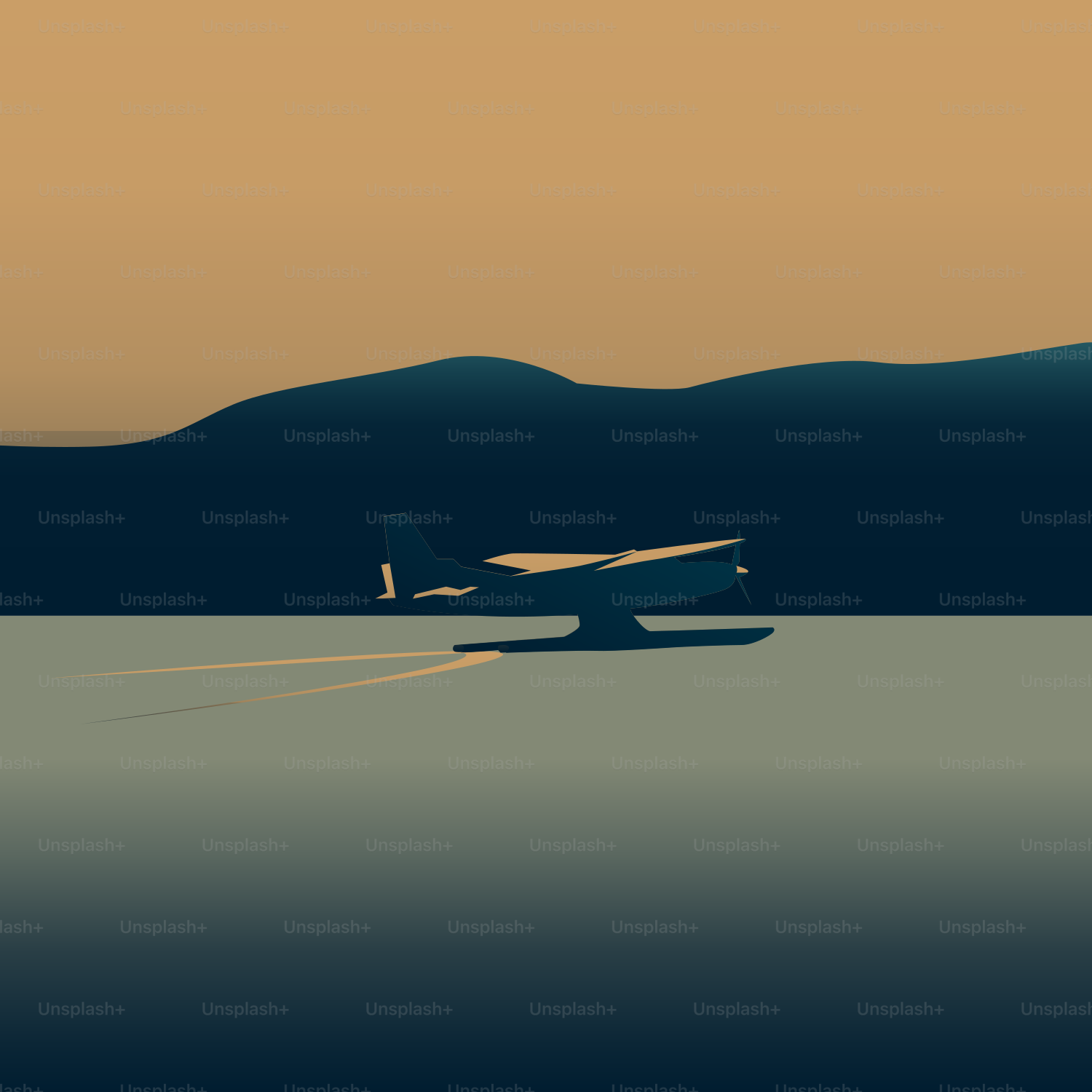 Un aereo sta sorvolando uno specchio d'acqua