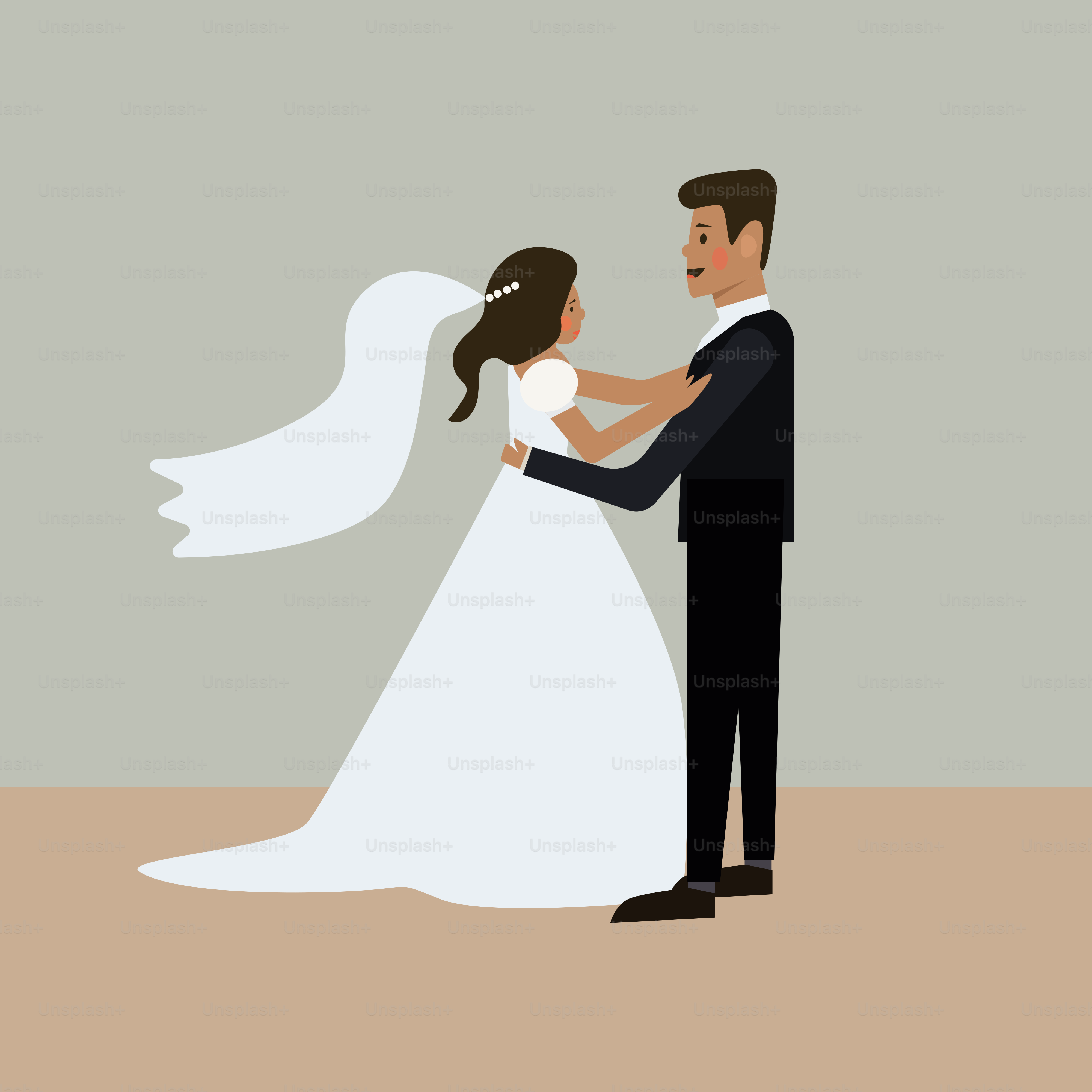 a man and a woman in a wedding dress