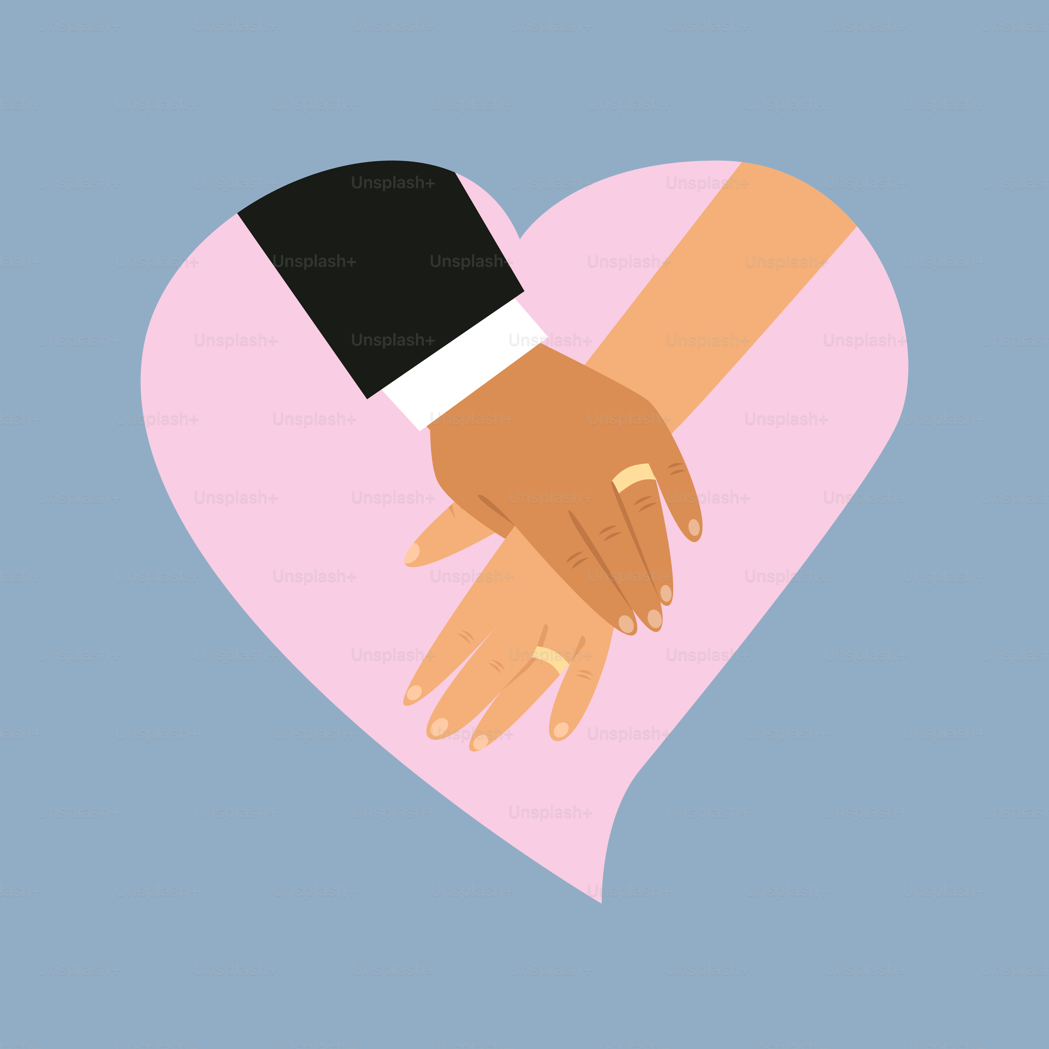 two hands holding each other over a heart