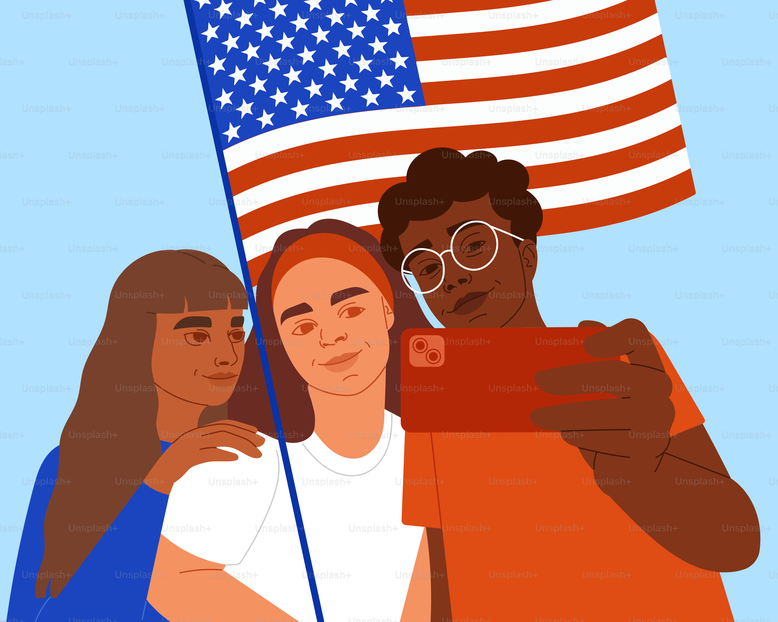 a group of people taking a picture with a cell phone