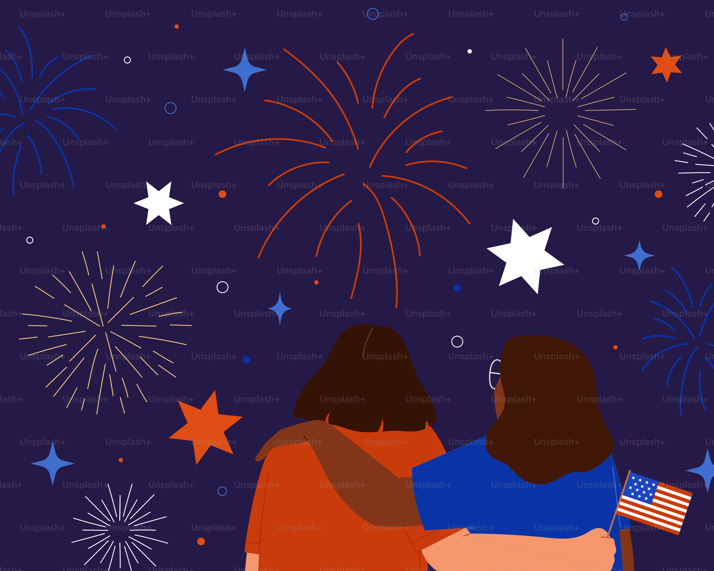 a couple of people that are standing in front of fireworks